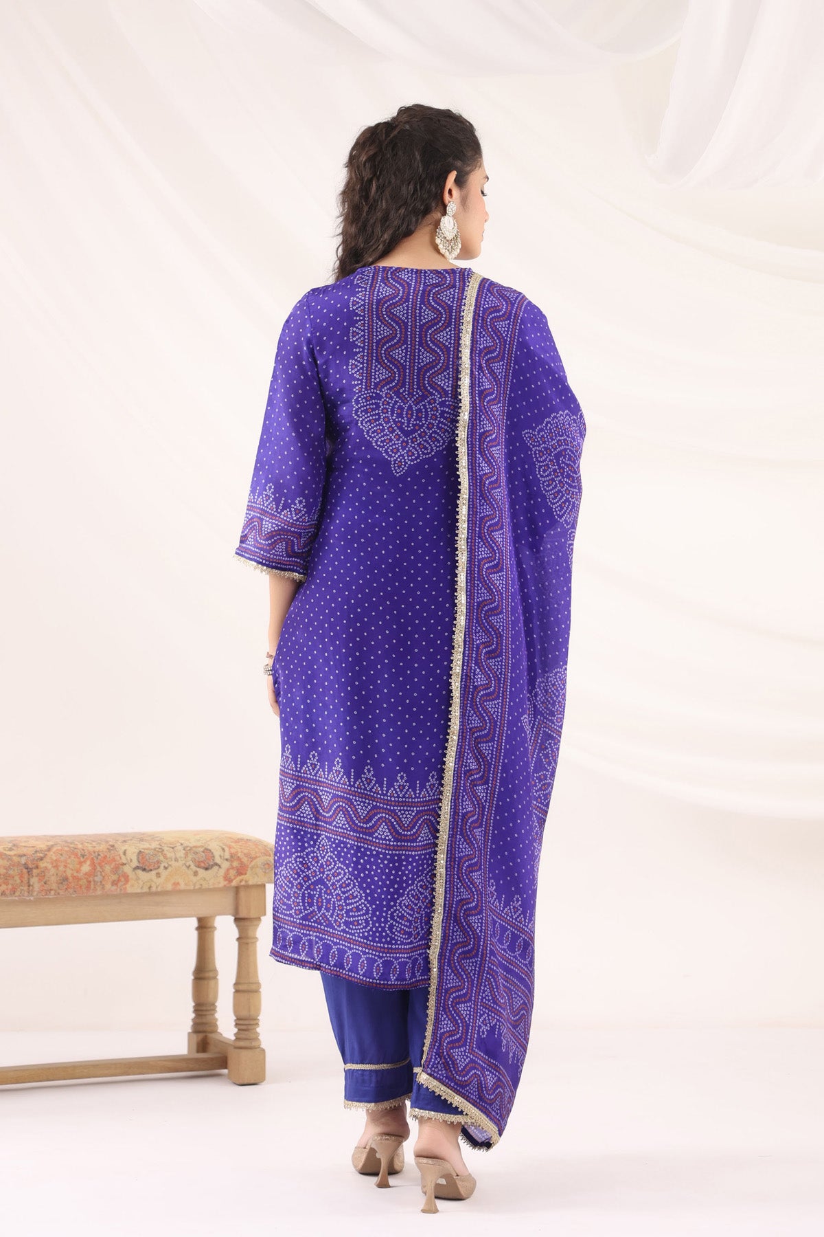 Blue Crepe Silk Embroidered Kurta Set With Dupatta