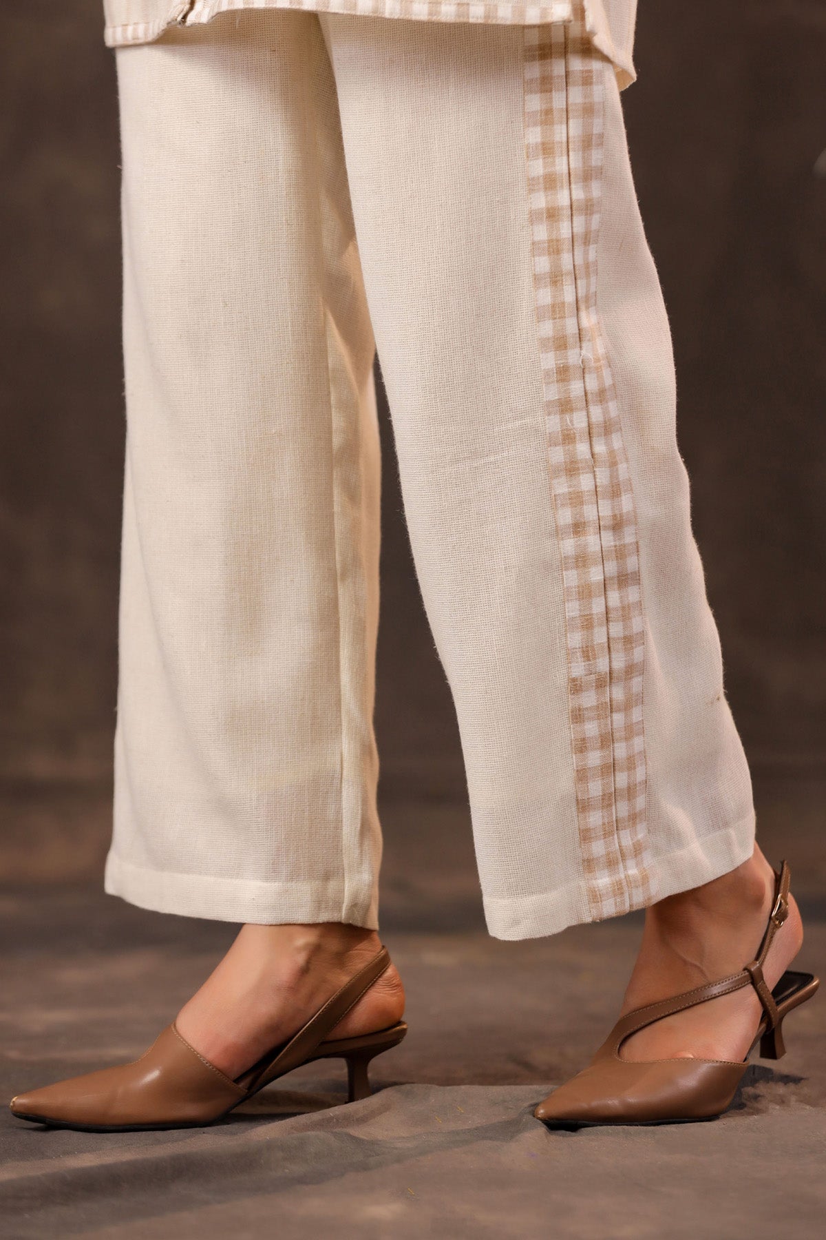 Beige Jute Embroidered Cord Set