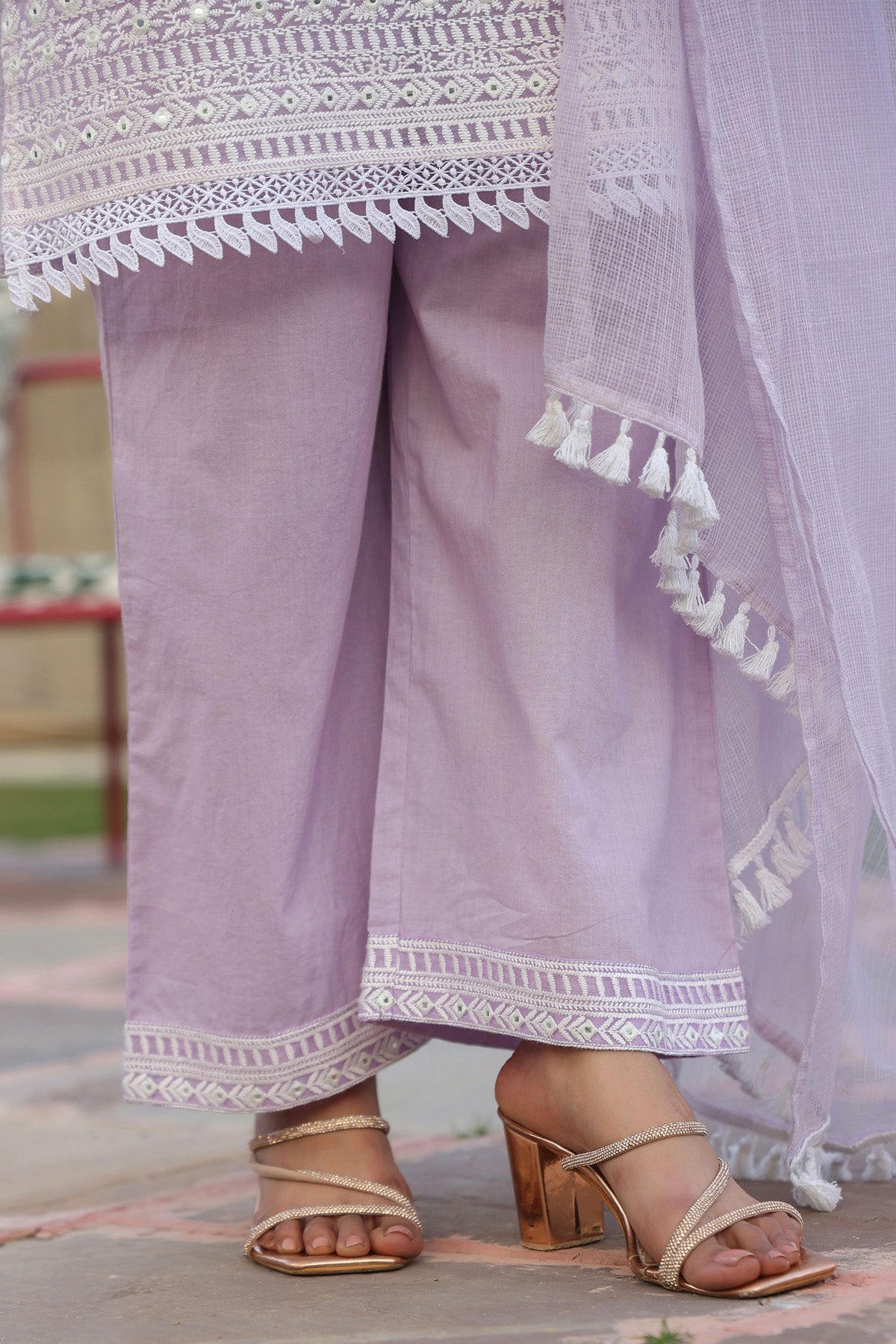 Pink Cotton Embroidered Kurta Set With Dupatta