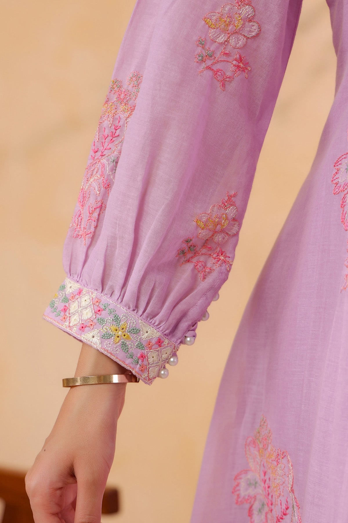 Pink Mul Mul Embroidered Cord Set