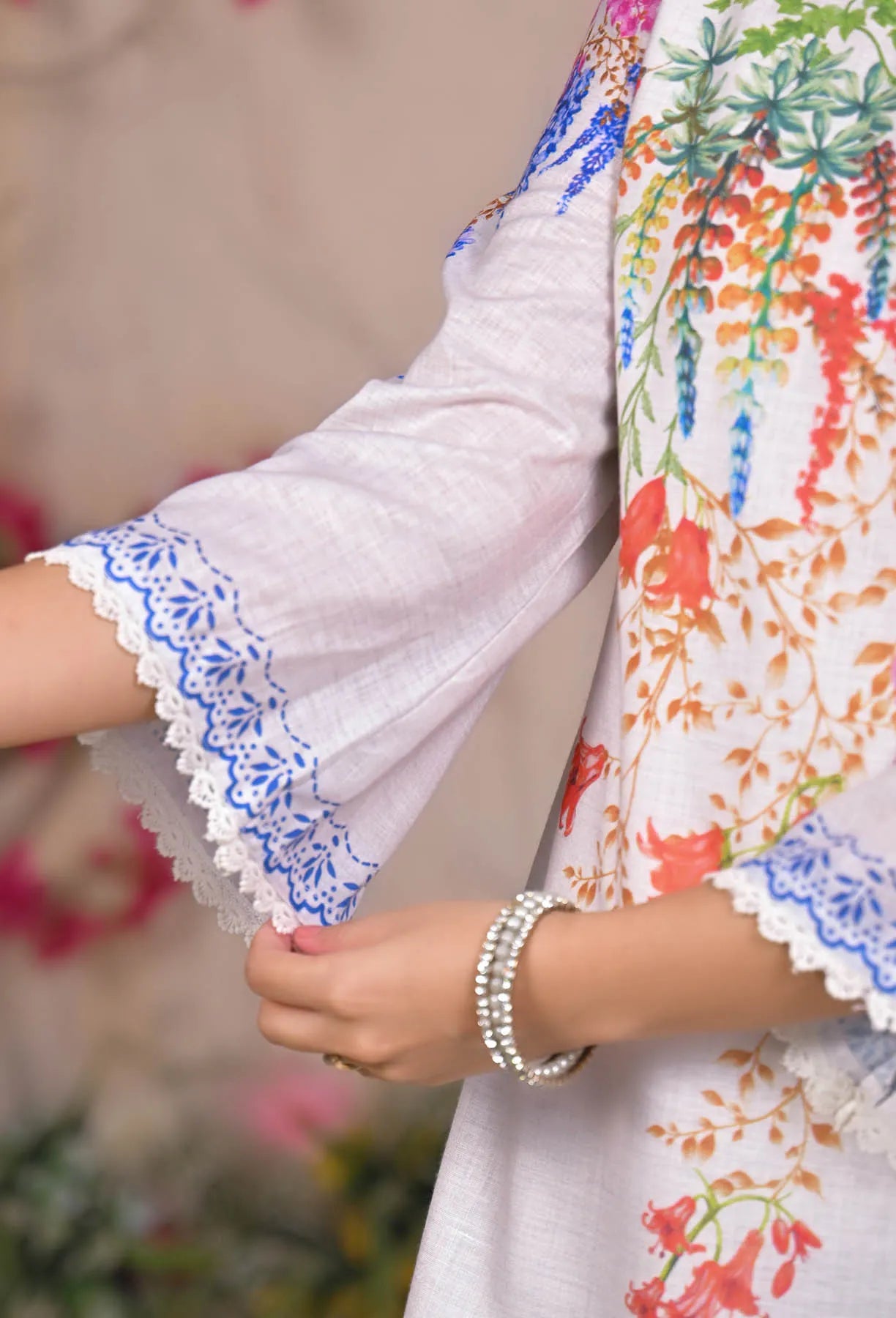 White Linen Printed Co-Ord Set | Bairaas