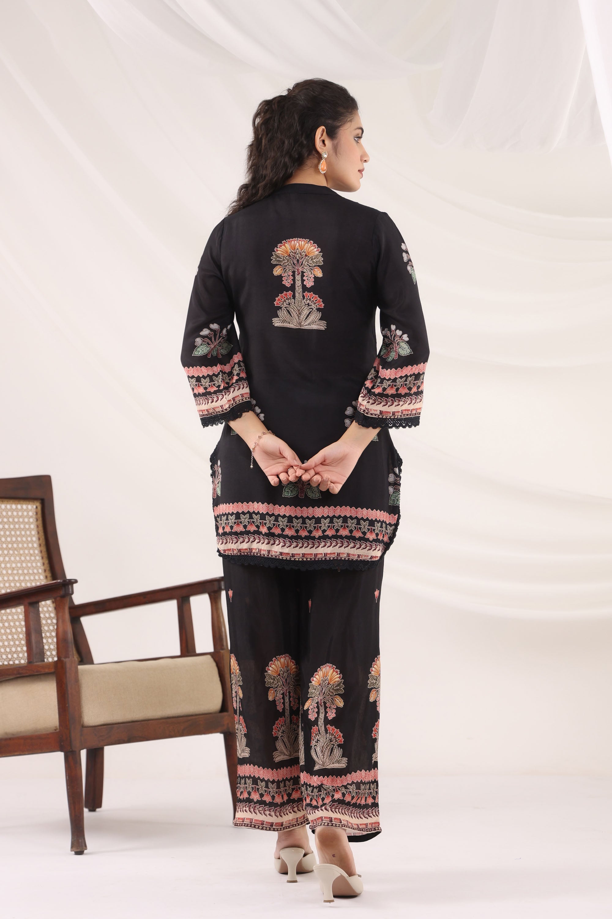Black Muslin Silk Handwork Cord Set