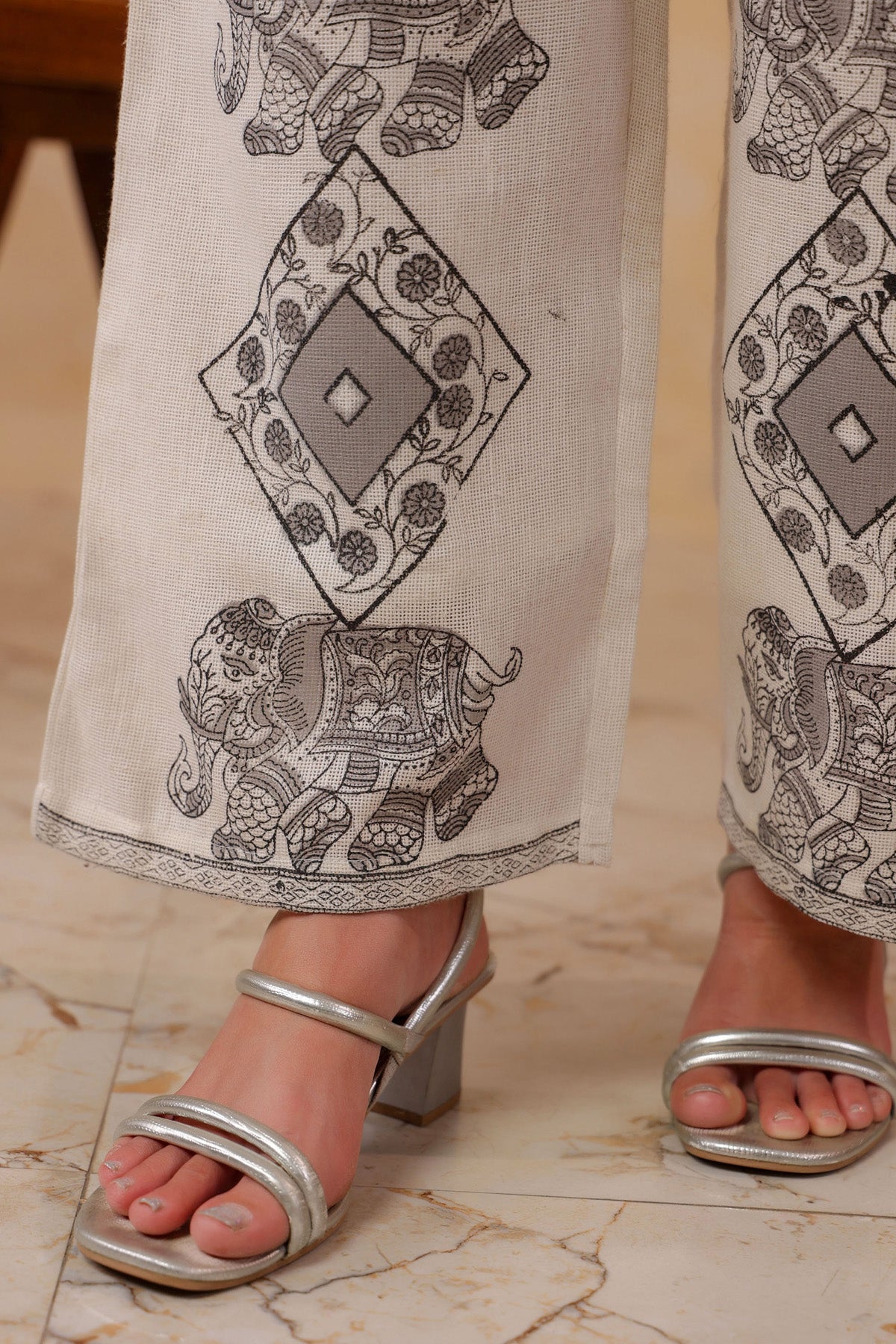 White Jute Embroidered Co-ord Set