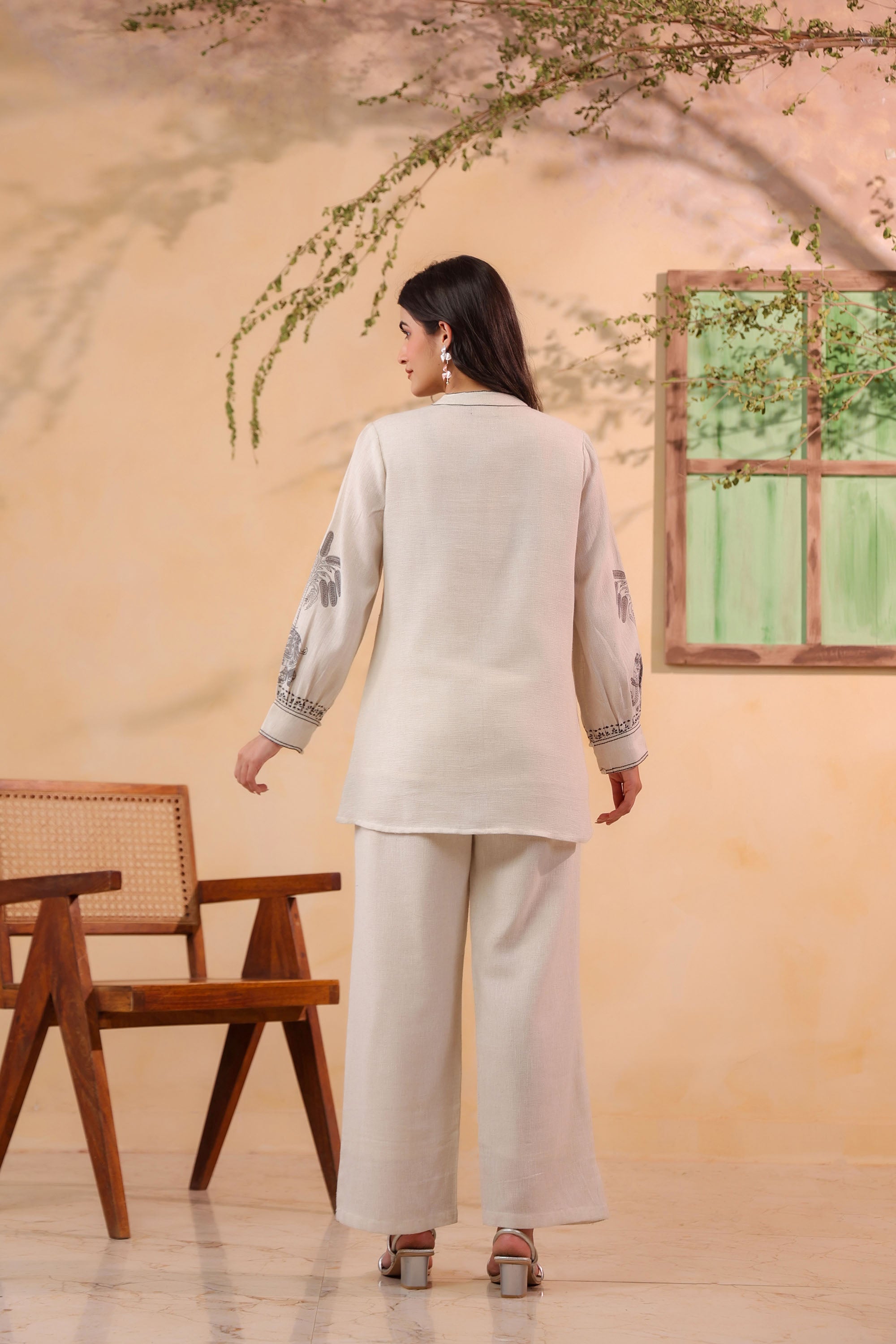 White Jute Embroidered Co-ord Set