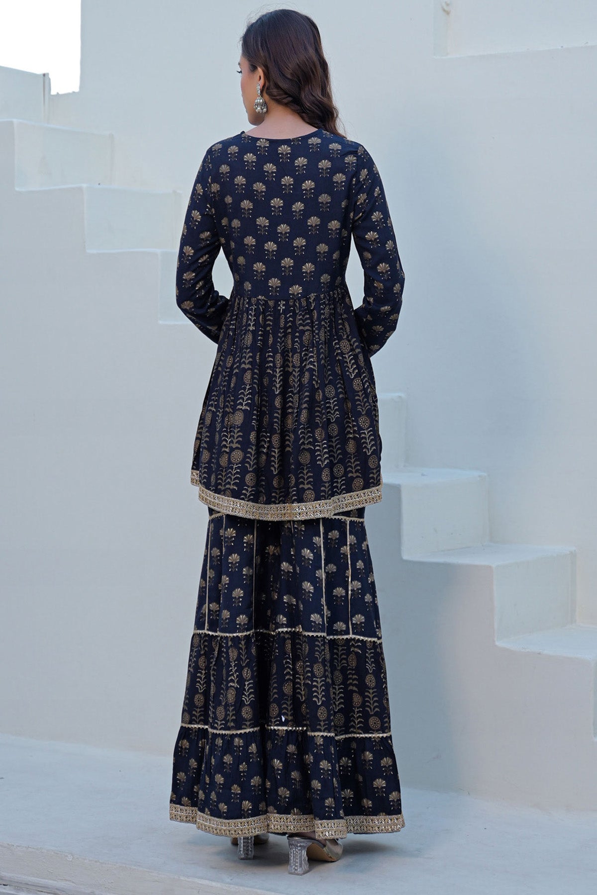 Black Muslin Gotapatti Sharara Set