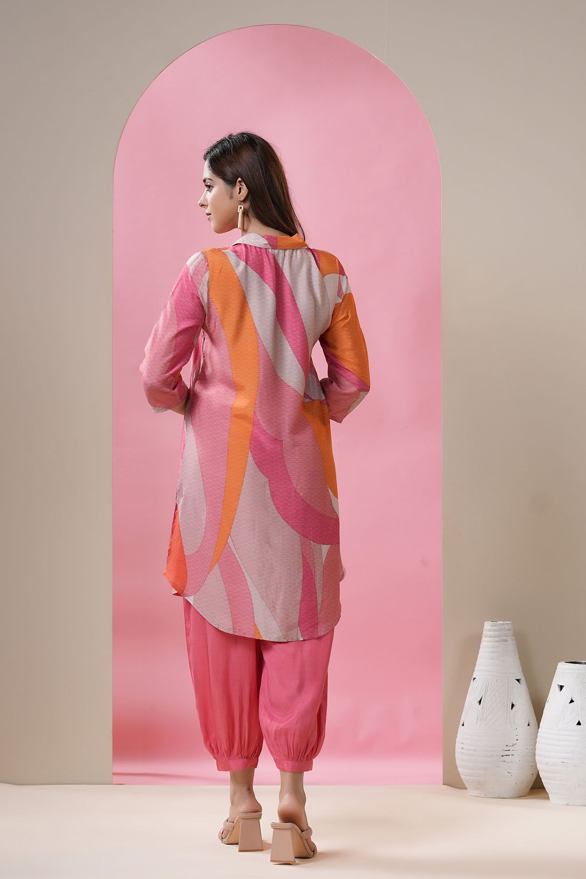 Pink Multicolor Muslin Printed Co-ord Set