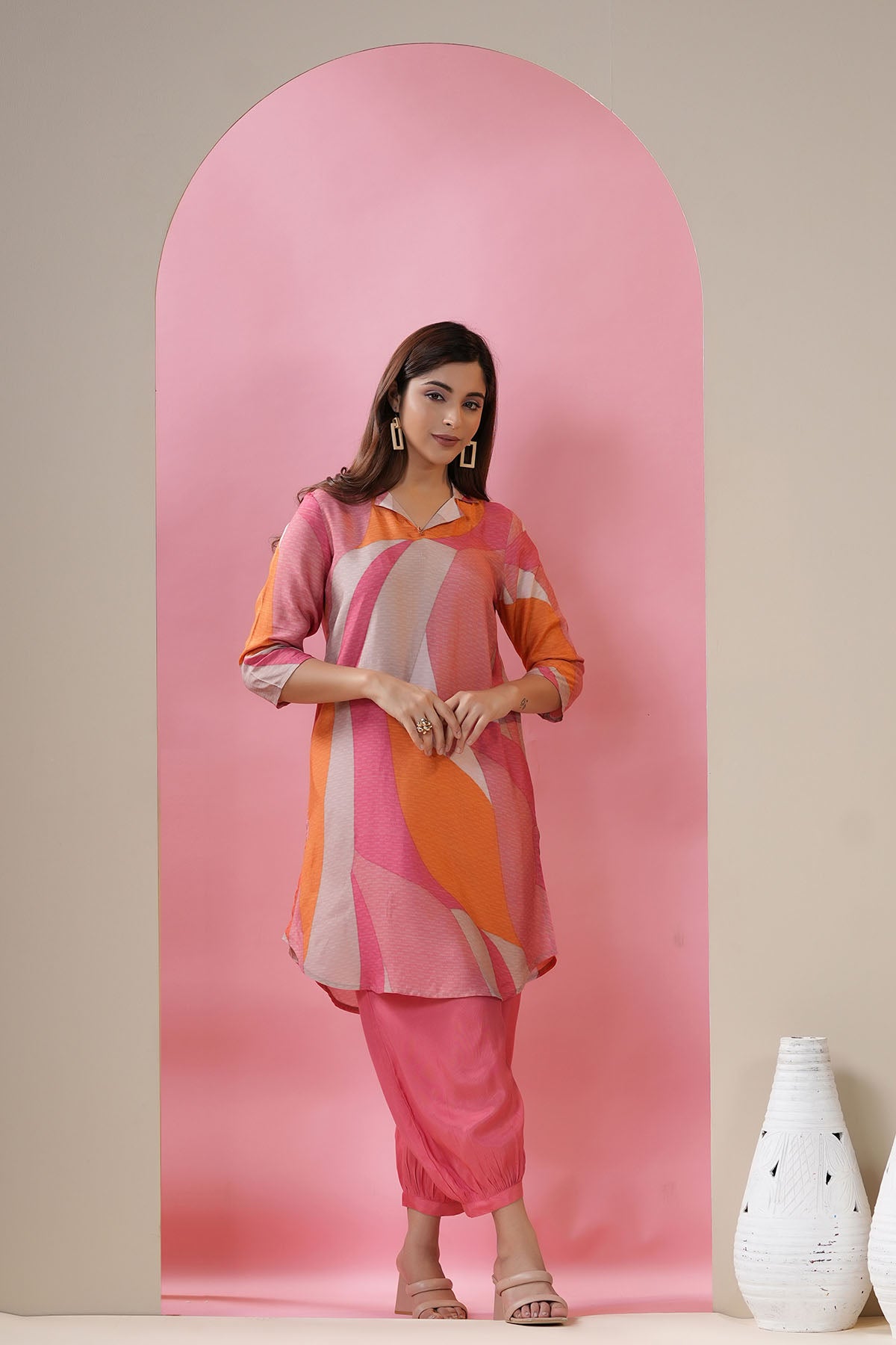 Pink Multicolor Muslin Printed Co-ord Set