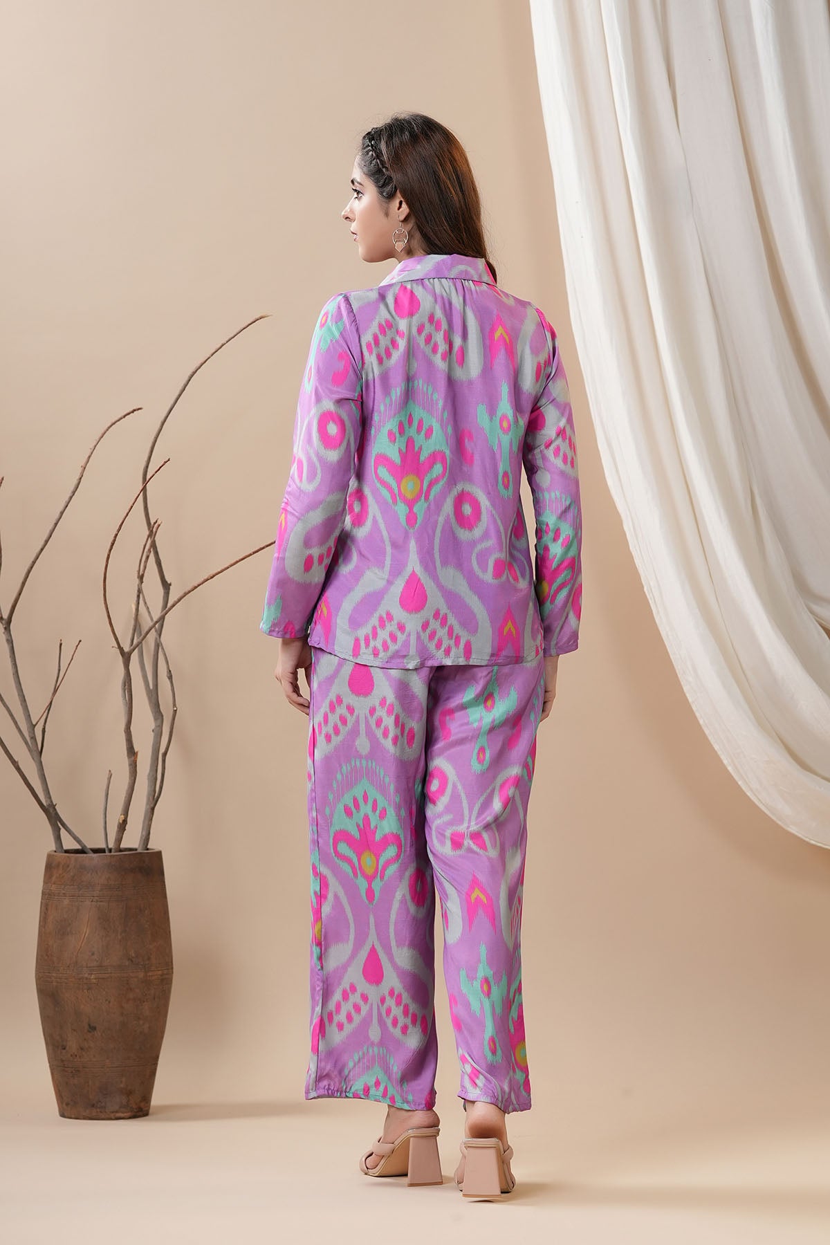 Purple Muslin Printed Co-ord Set