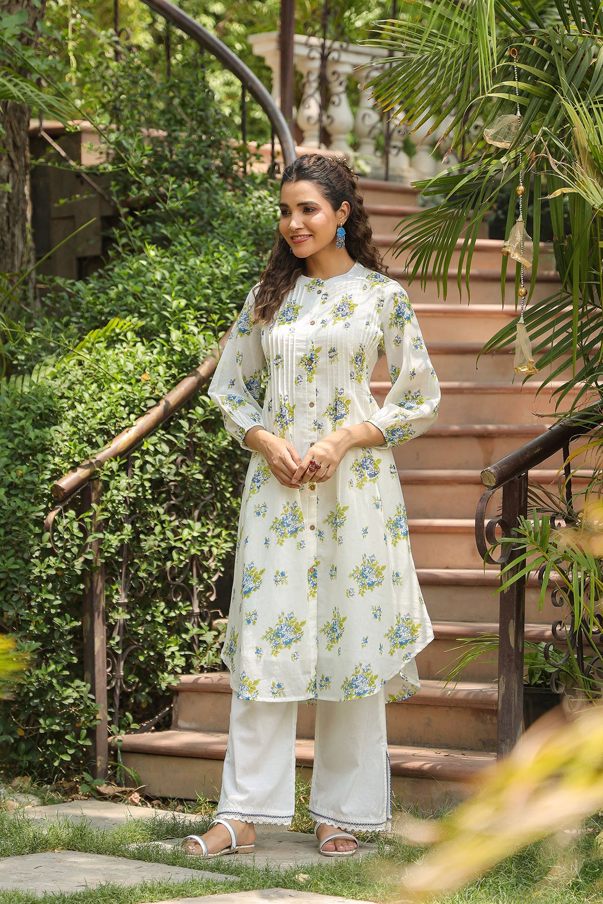 Green Cotton Printed Co-Ord Set