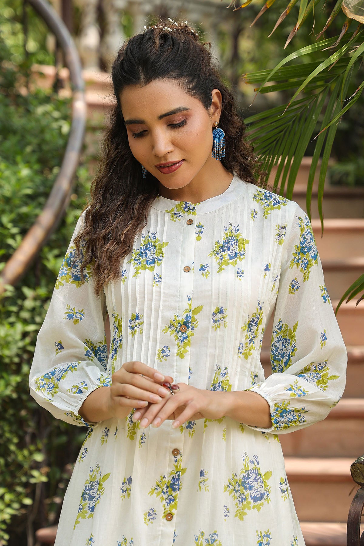 Green Cotton Printed Co-Ord Set