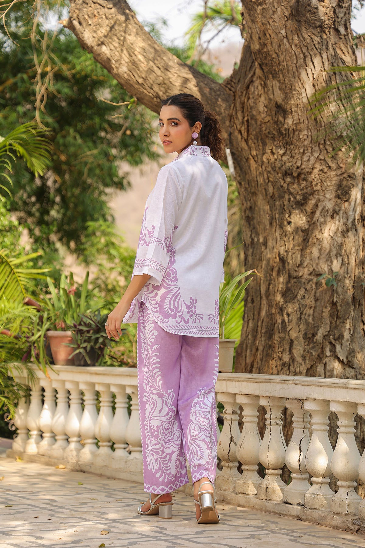 Lavender Linen Printed Co-Ord Set