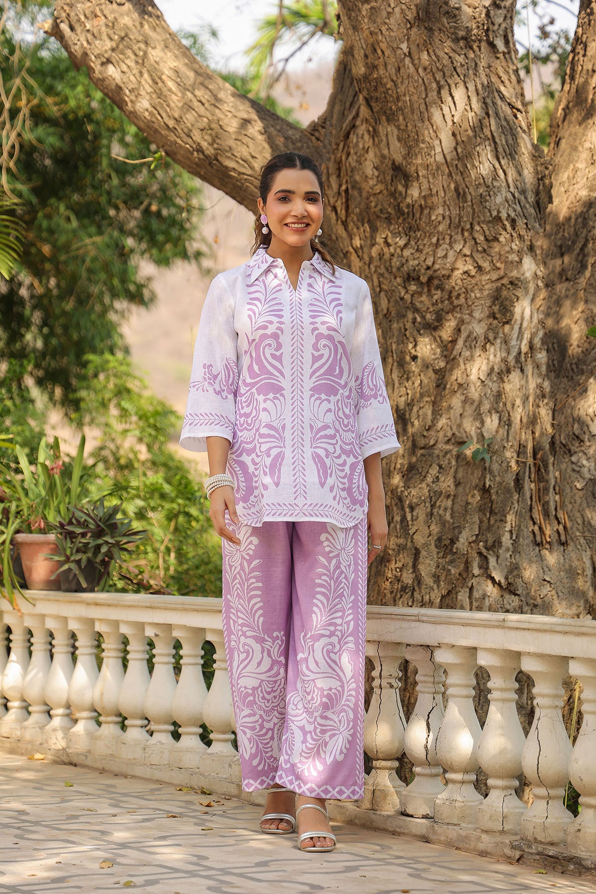 Lavender Linen Printed Co-Ord Set