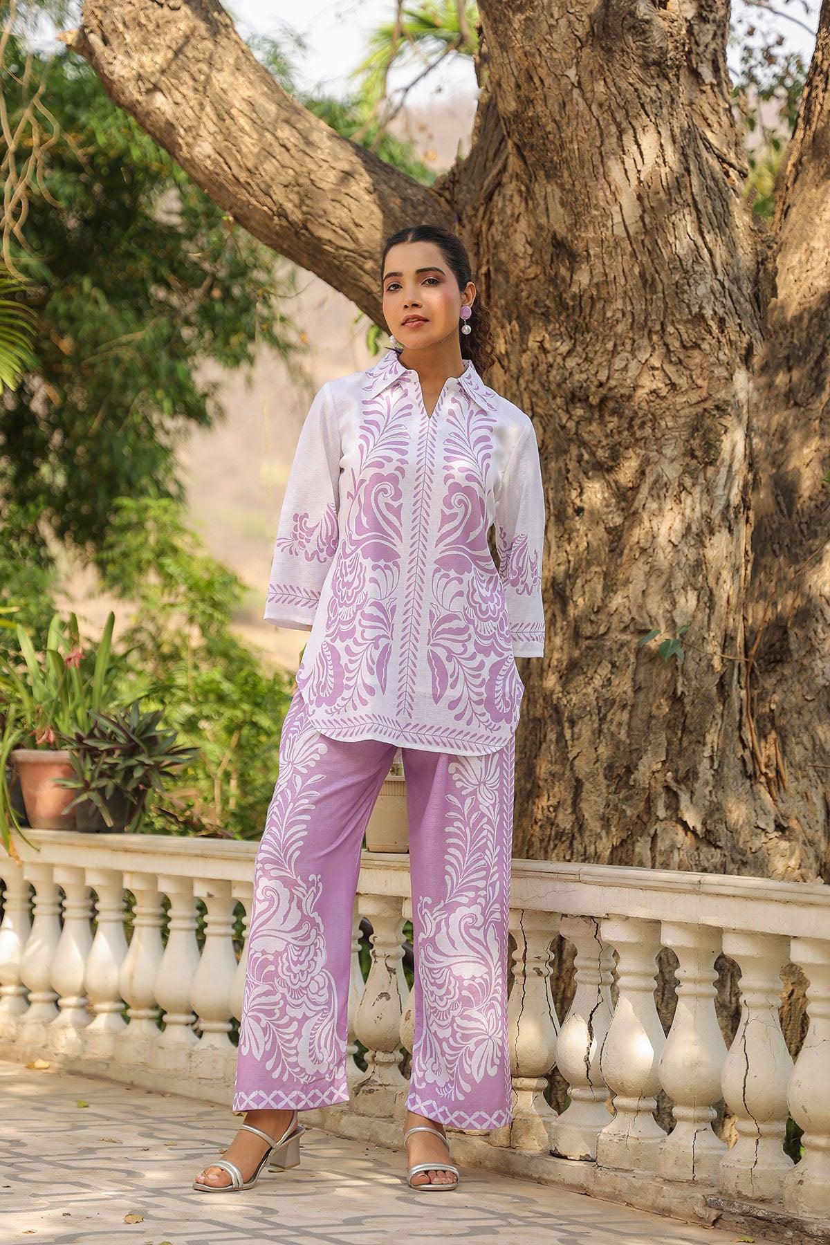 Lavender Linen Printed Co-Ord Set