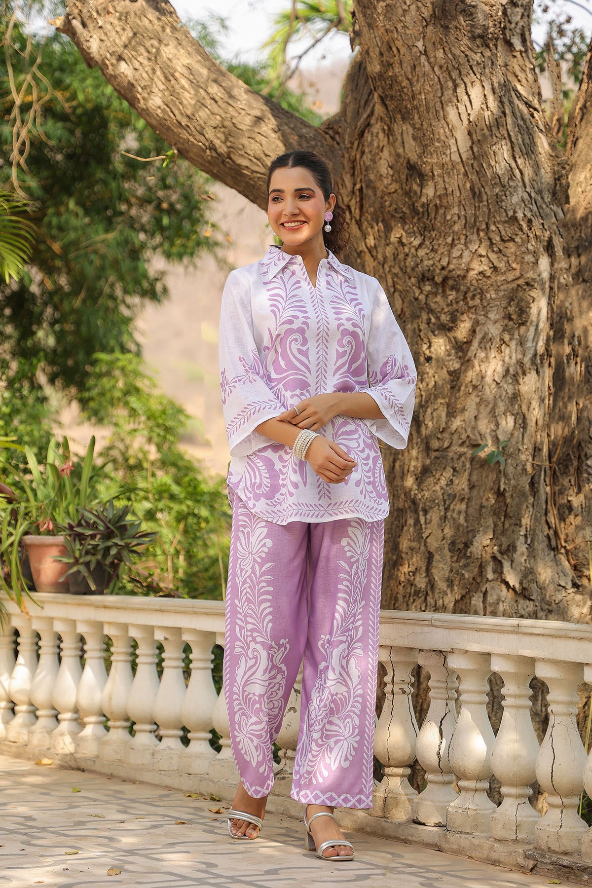Lavender Linen Printed Co-Ord Set