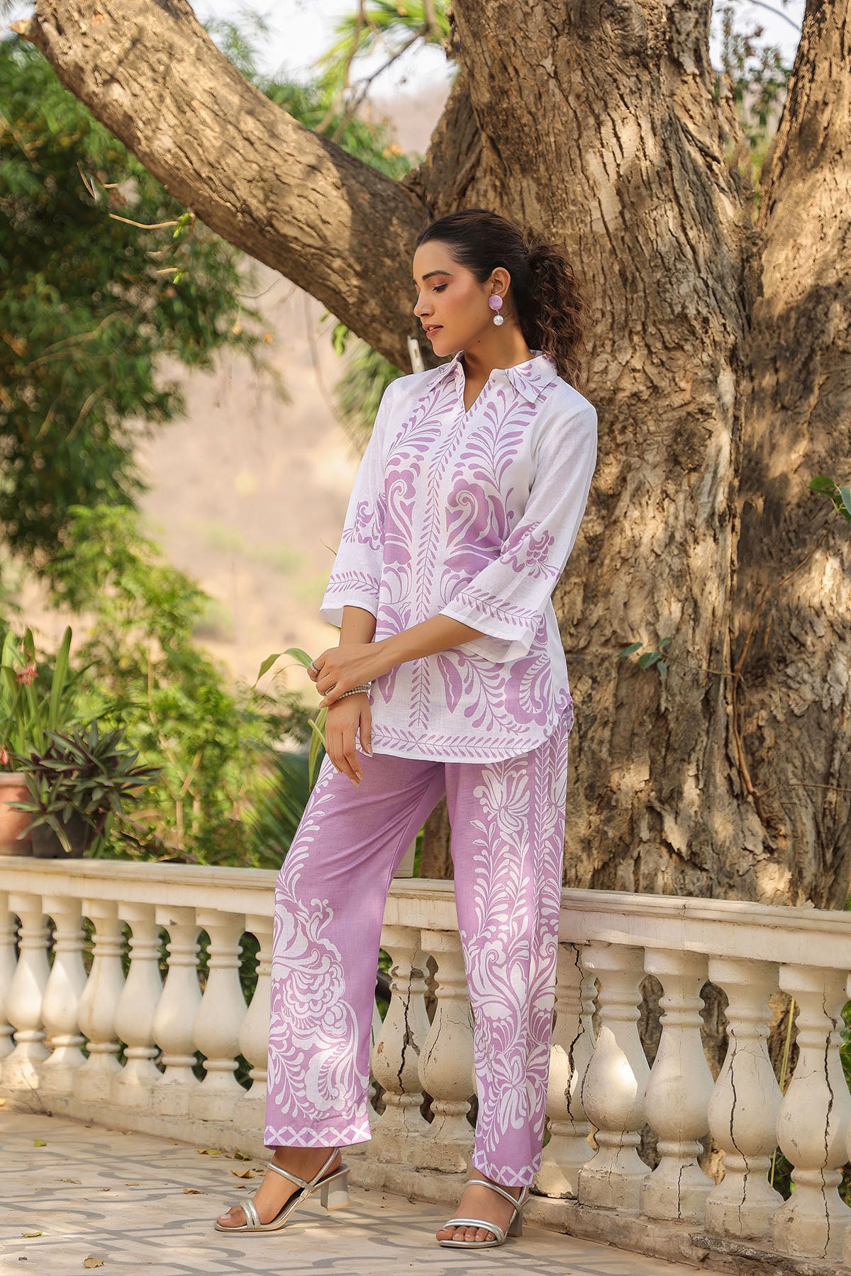 Lavender Linen Printed Co-Ord Set