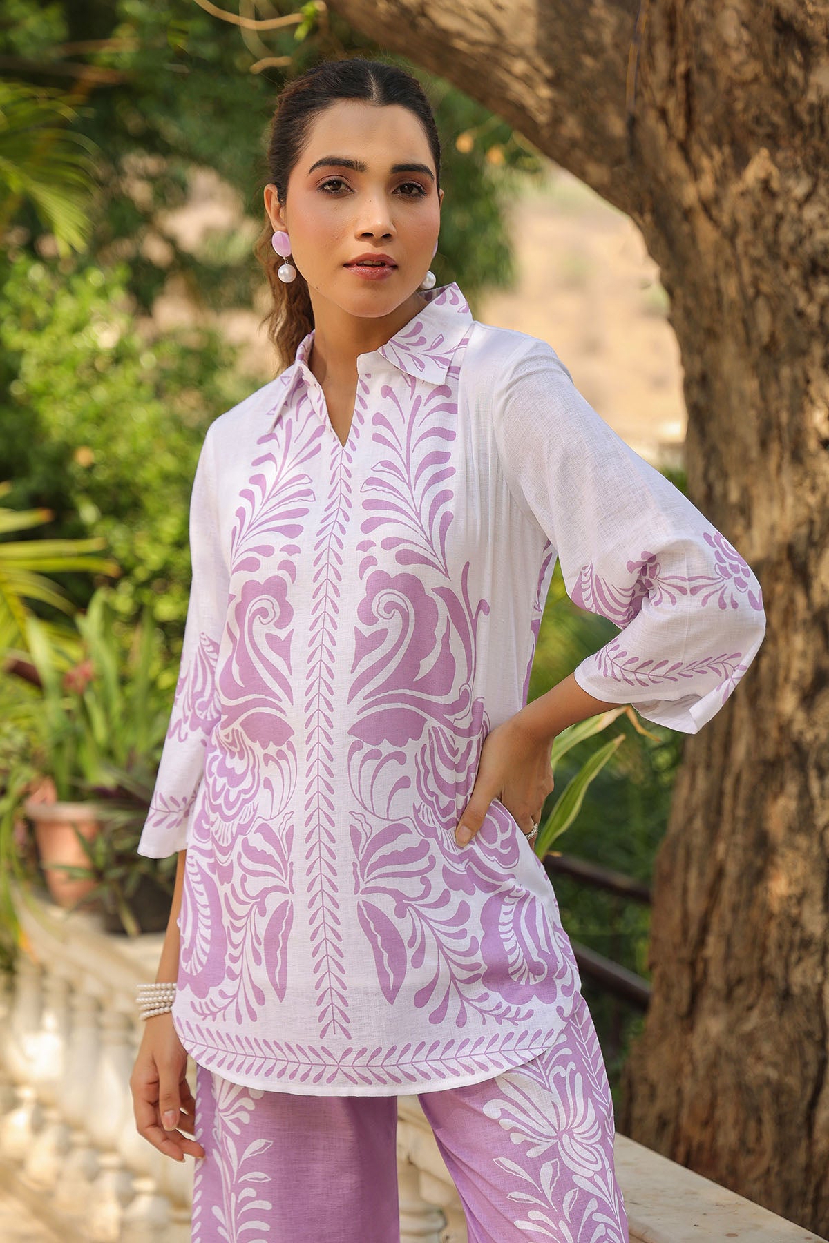 Lavender Linen Printed Co-Ord Set