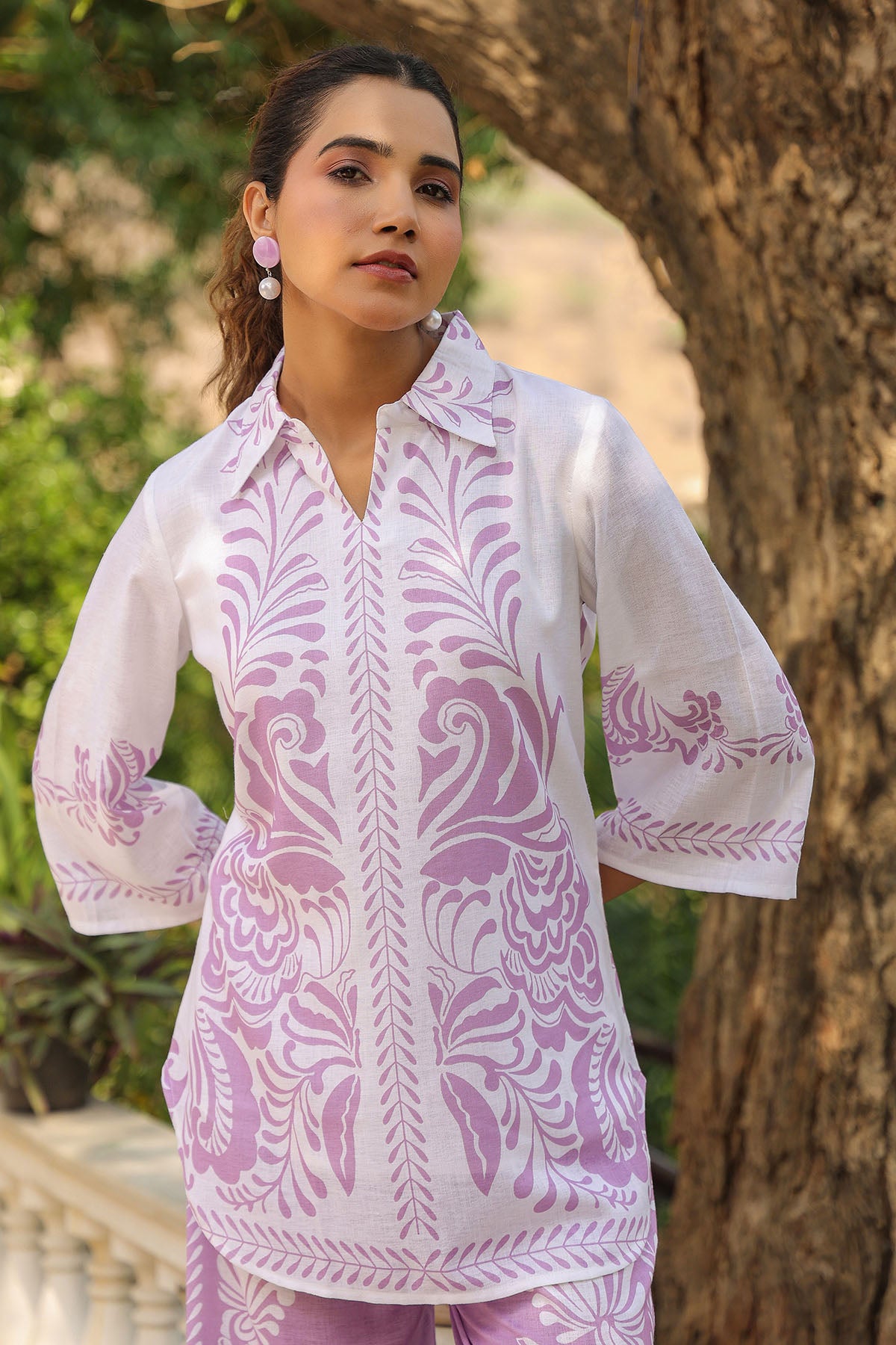 Lavender Linen Printed Co-Ord Set