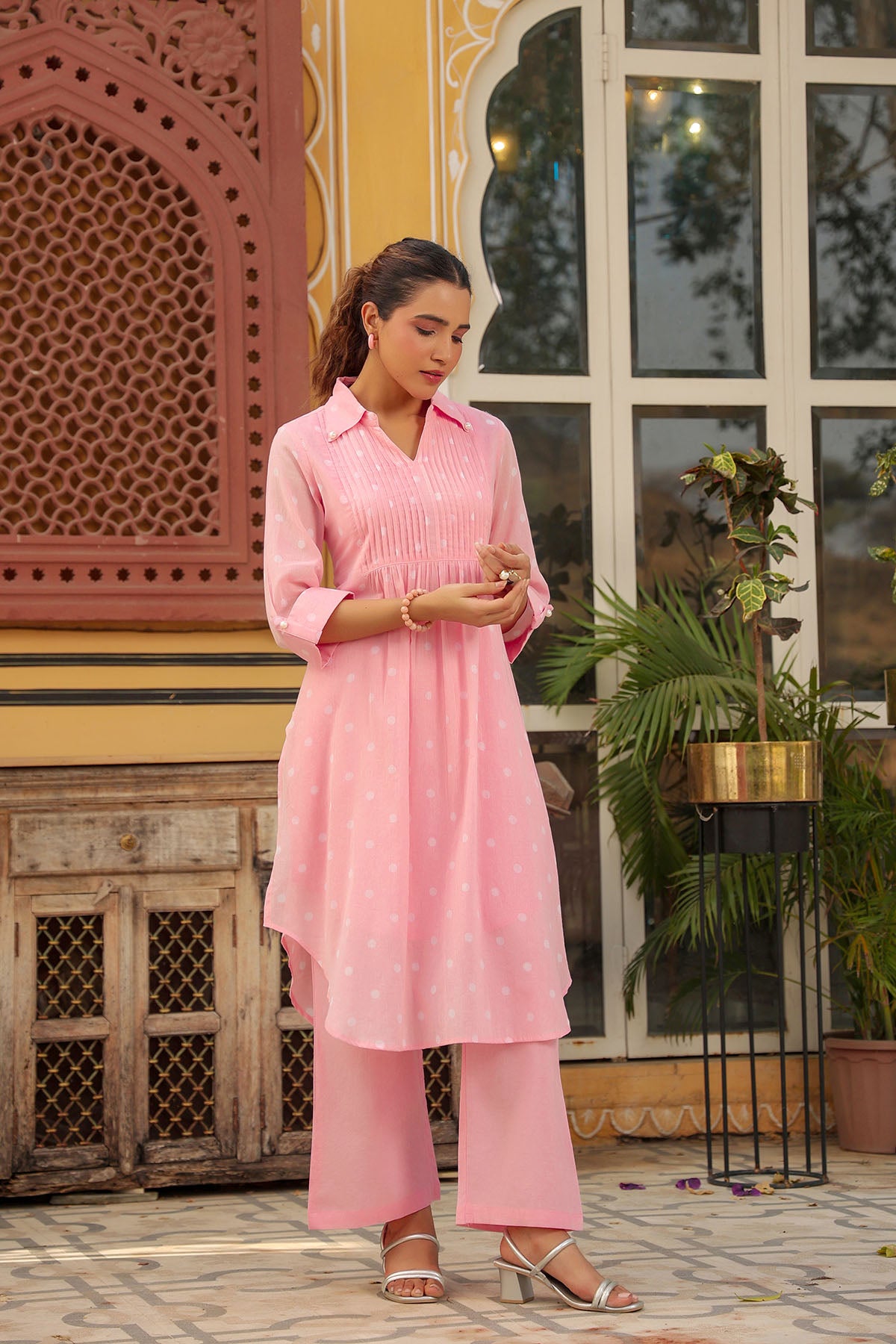 Pink Cotton Printed Co-Ord Set
