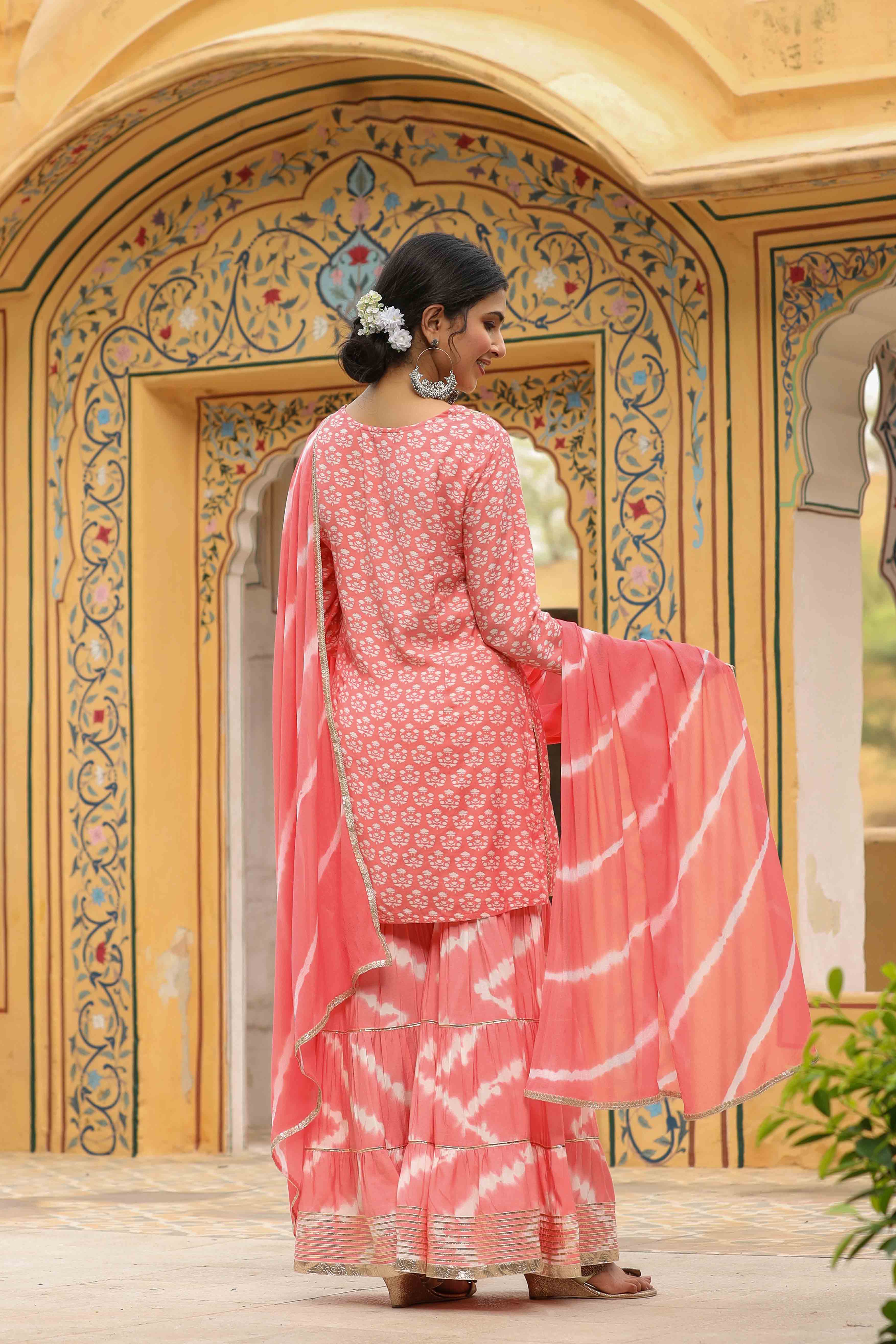 Pink Muslin Gotapatti Sharara Set