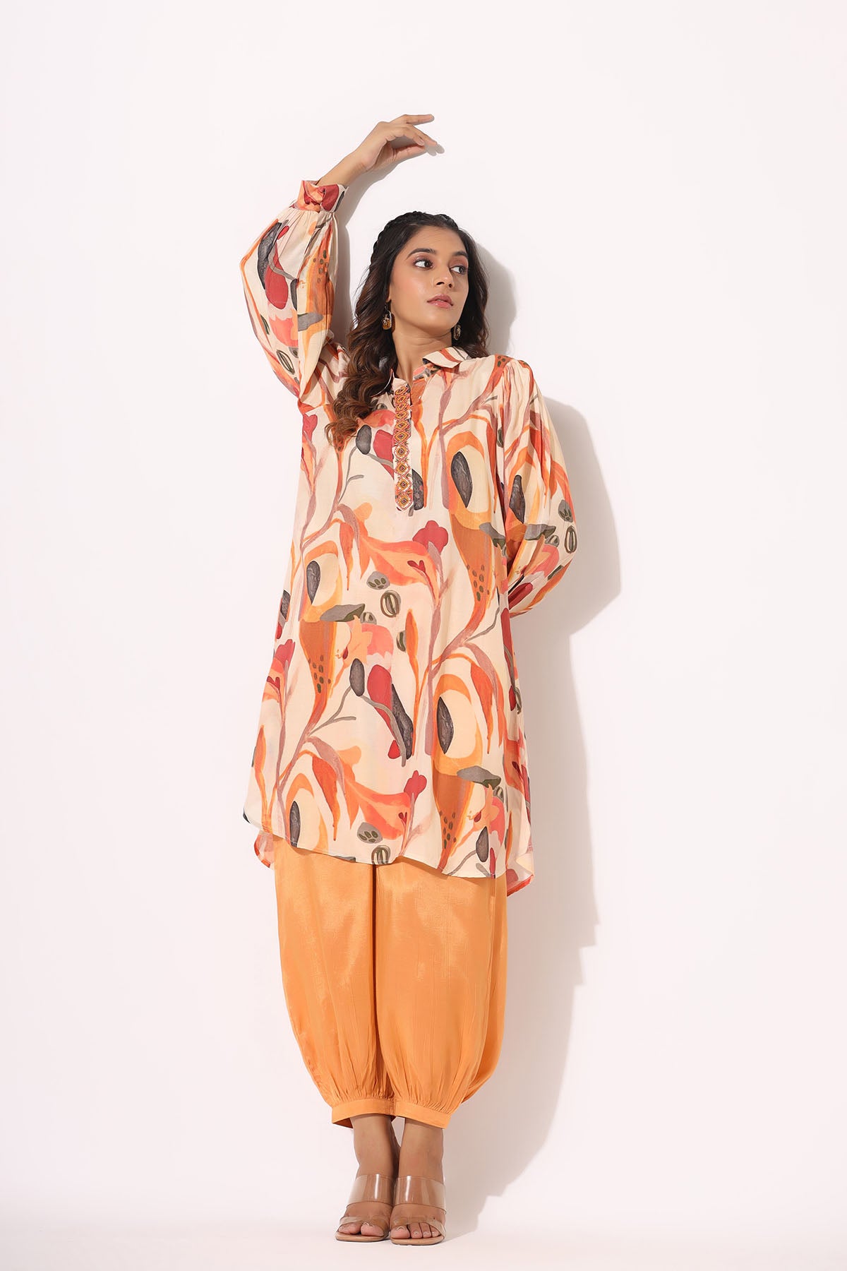 Beige Multicolor Muslin Handwork Co-ord Set