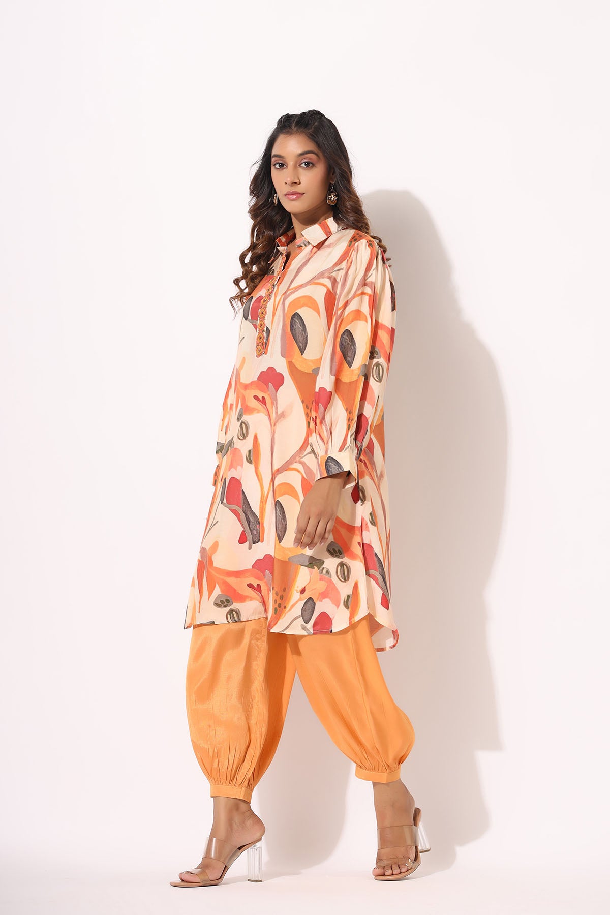 Beige Multicolor Muslin Handwork Co-ord Set