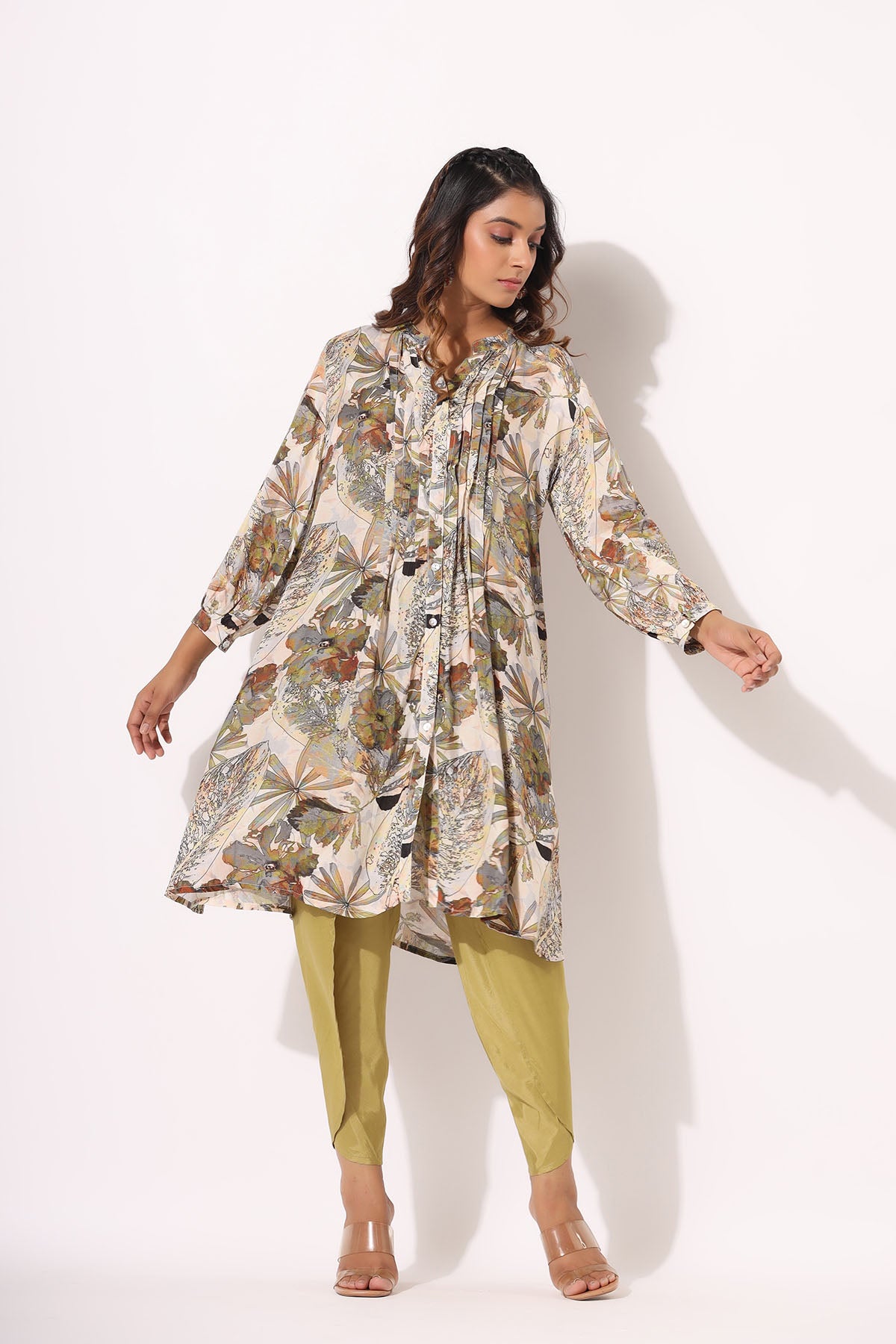 Green Floral Muslin Printed Co-ord Set