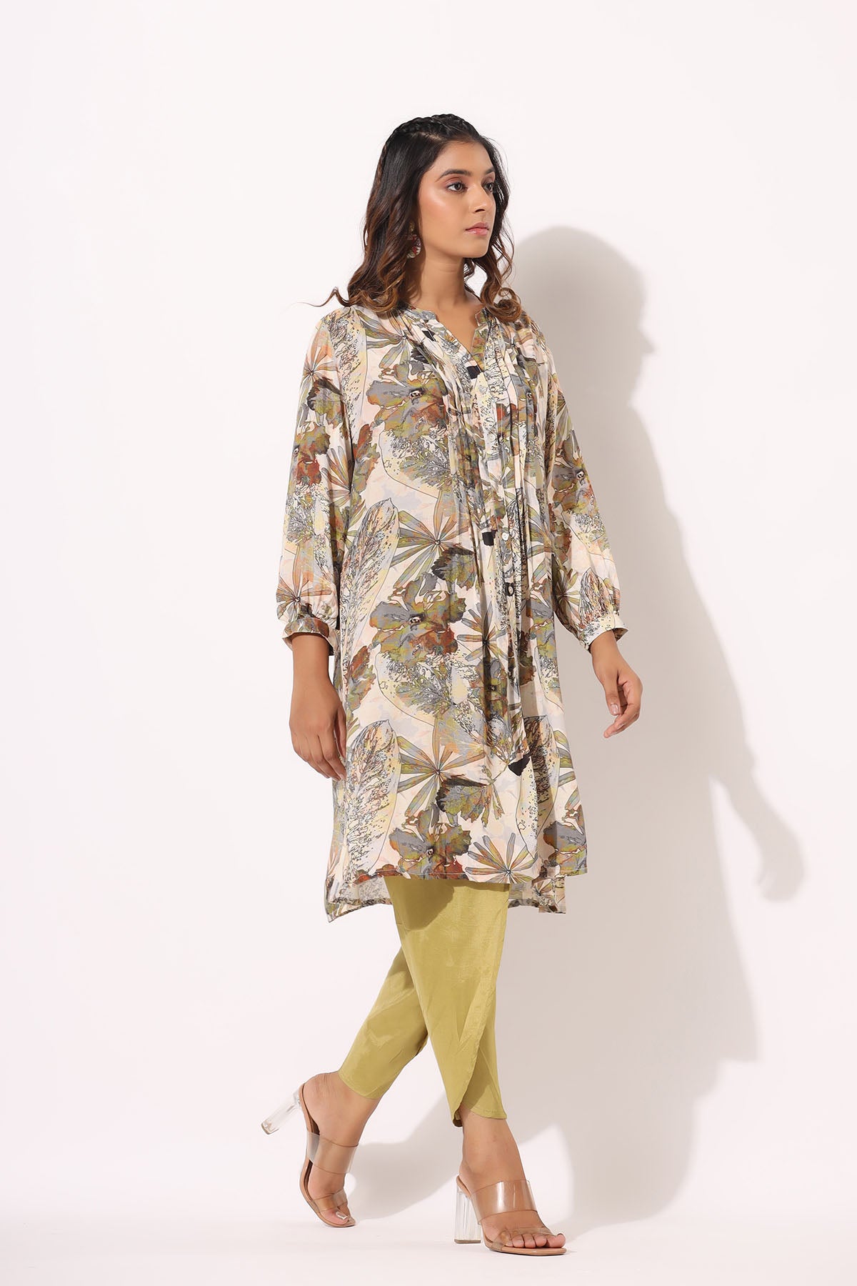 Green Floral Muslin Printed Co-ord Set