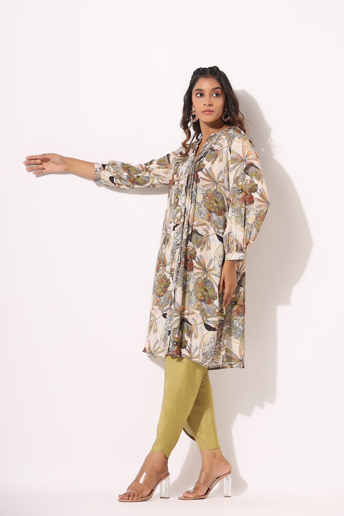 Green Floral Muslin Printed Co-ord Set