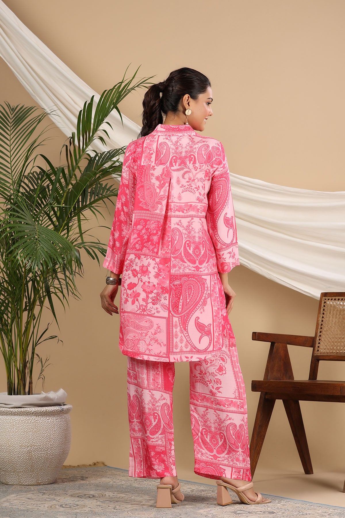 Pink Muslin Printed Co-ord Set