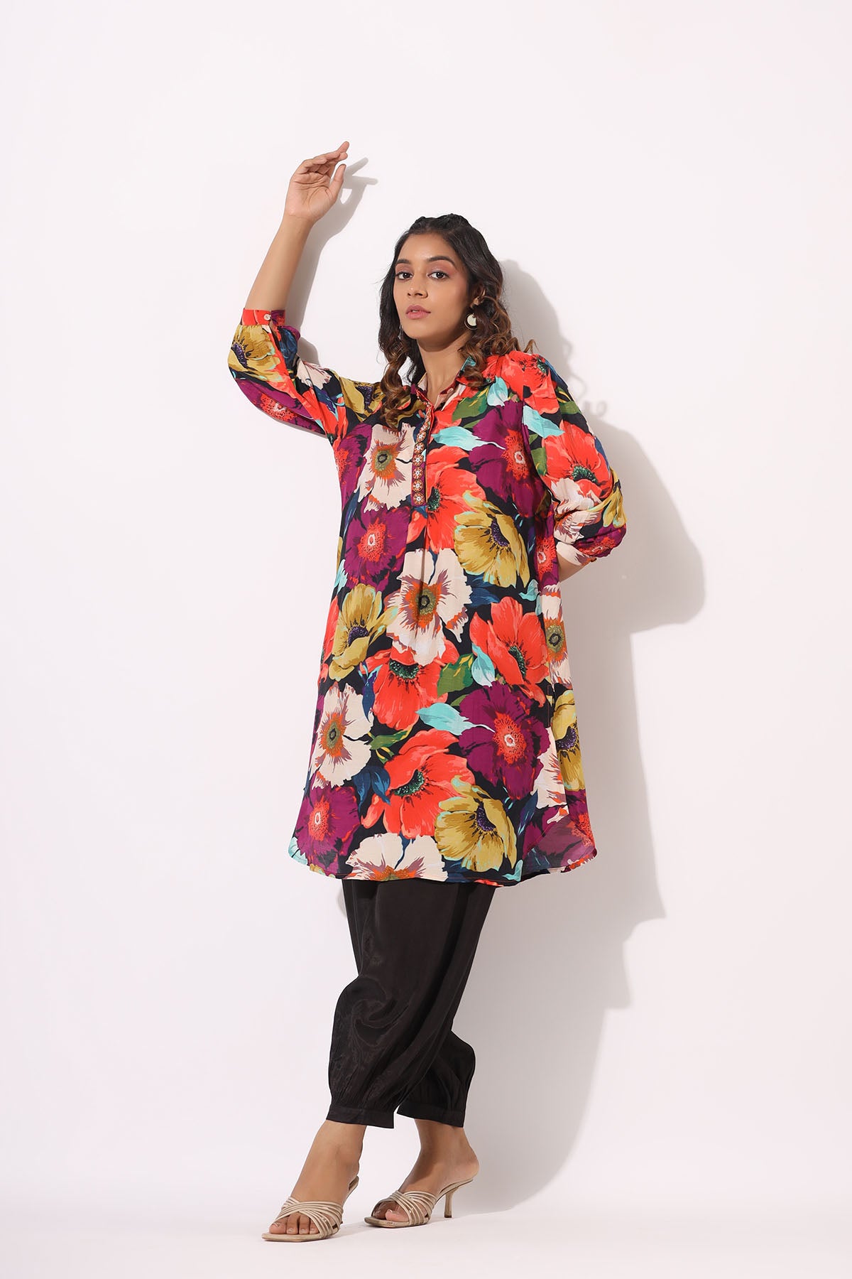 Black Floral Muslin Printed Co-ord Set