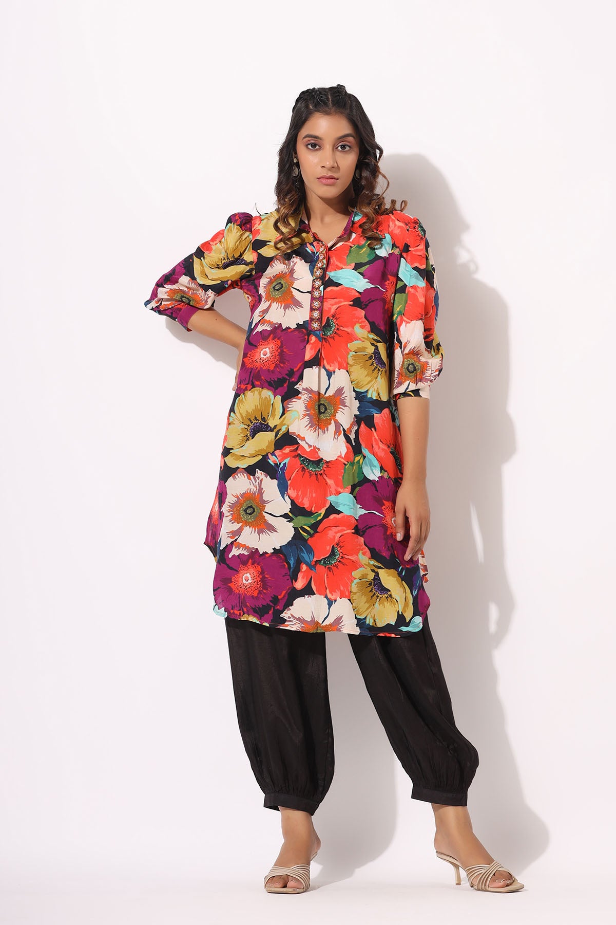 Black Floral Muslin Printed Co-ord Set