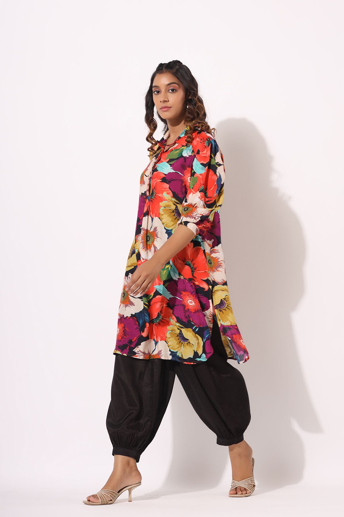 Black Floral Muslin Printed Co-ord Set
