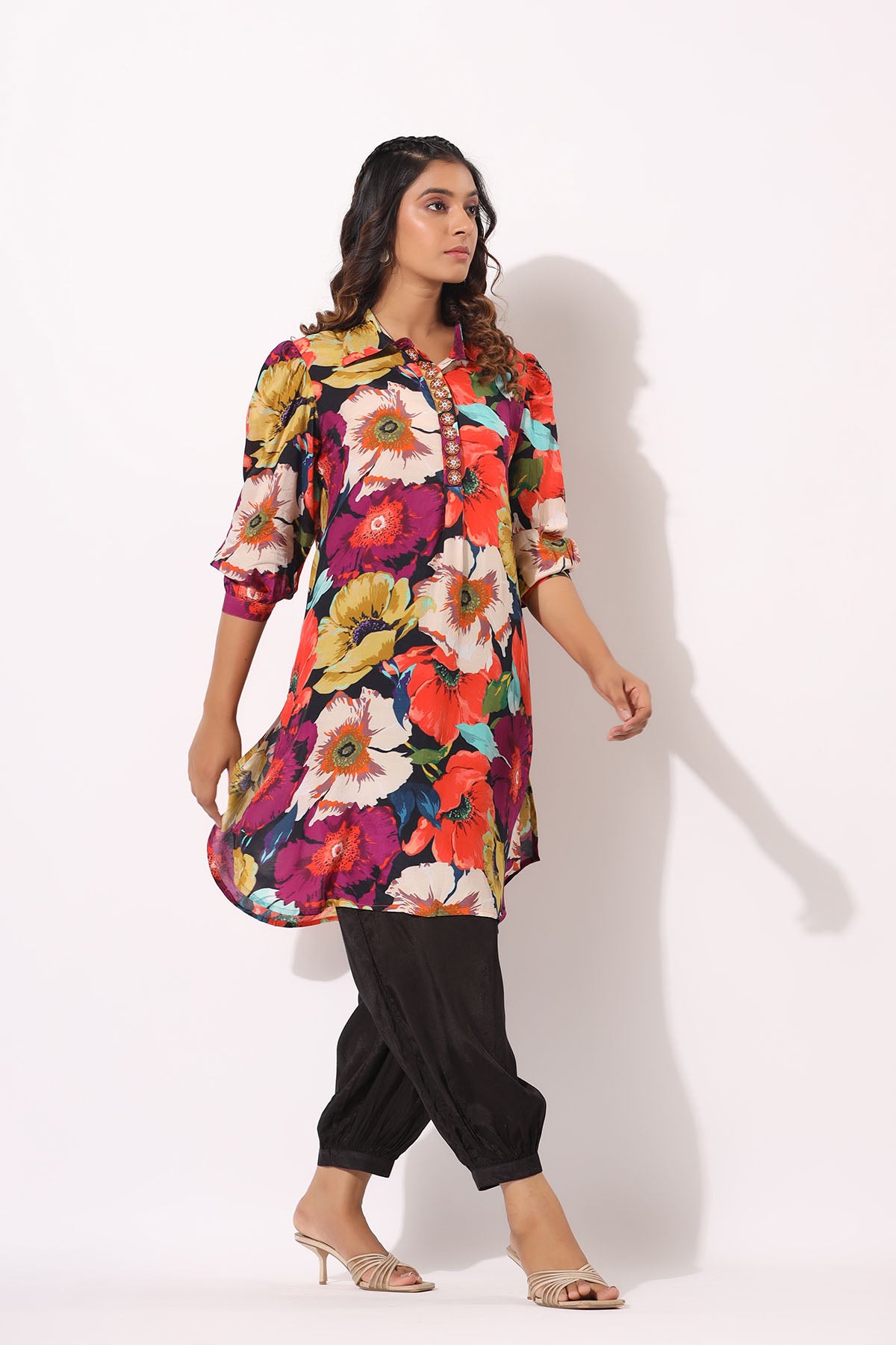 Black Floral Muslin Printed Co-ord Set