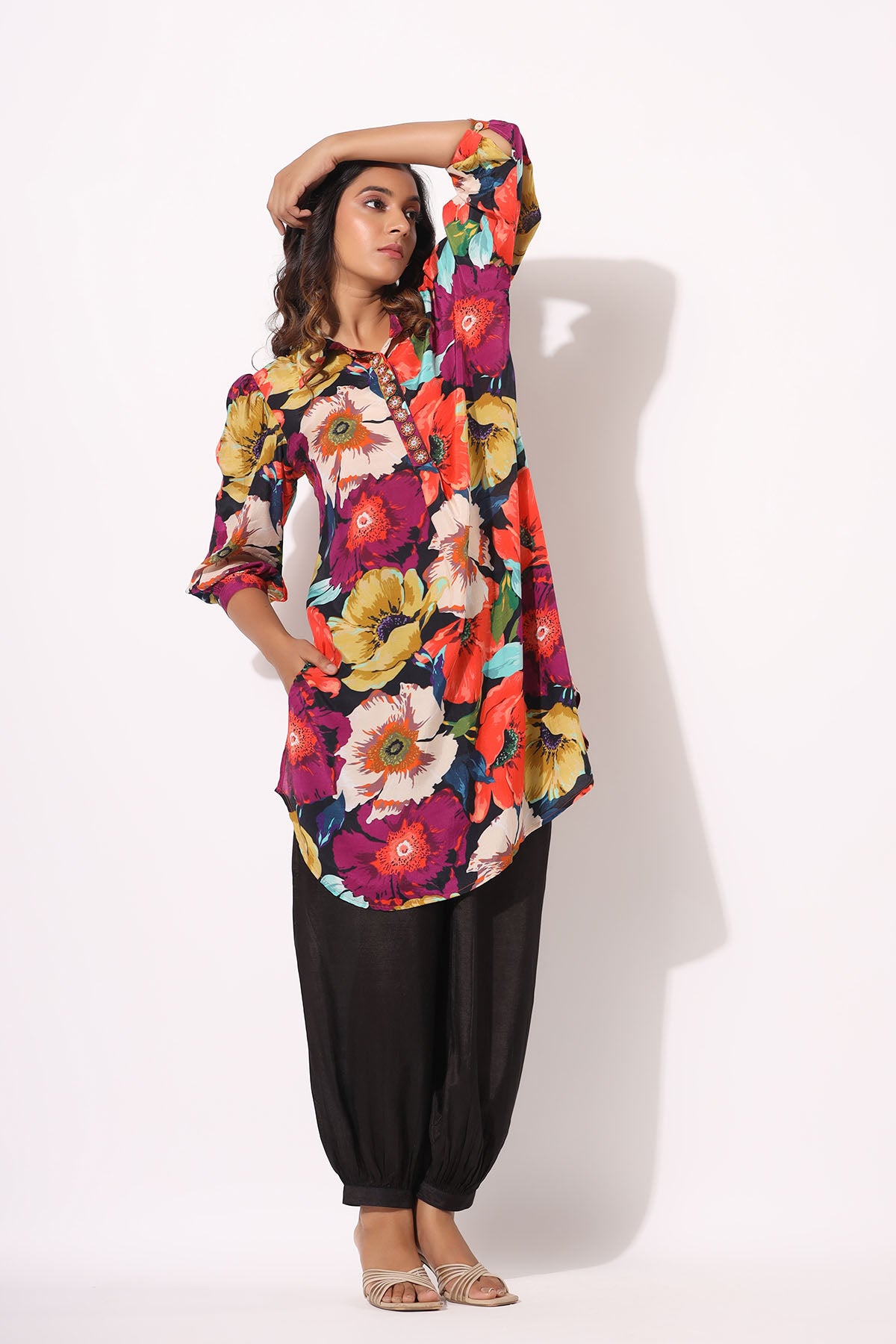 Black Floral Muslin Printed Co-ord Set