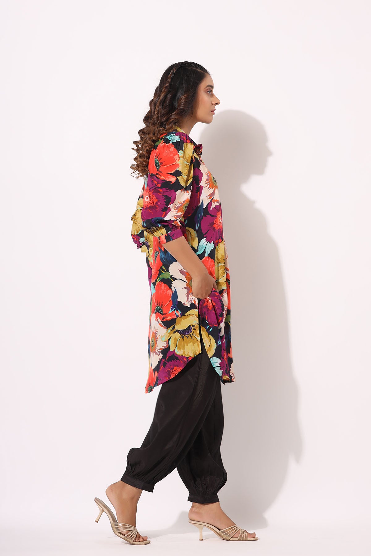 Black Floral Muslin Printed Co-ord Set