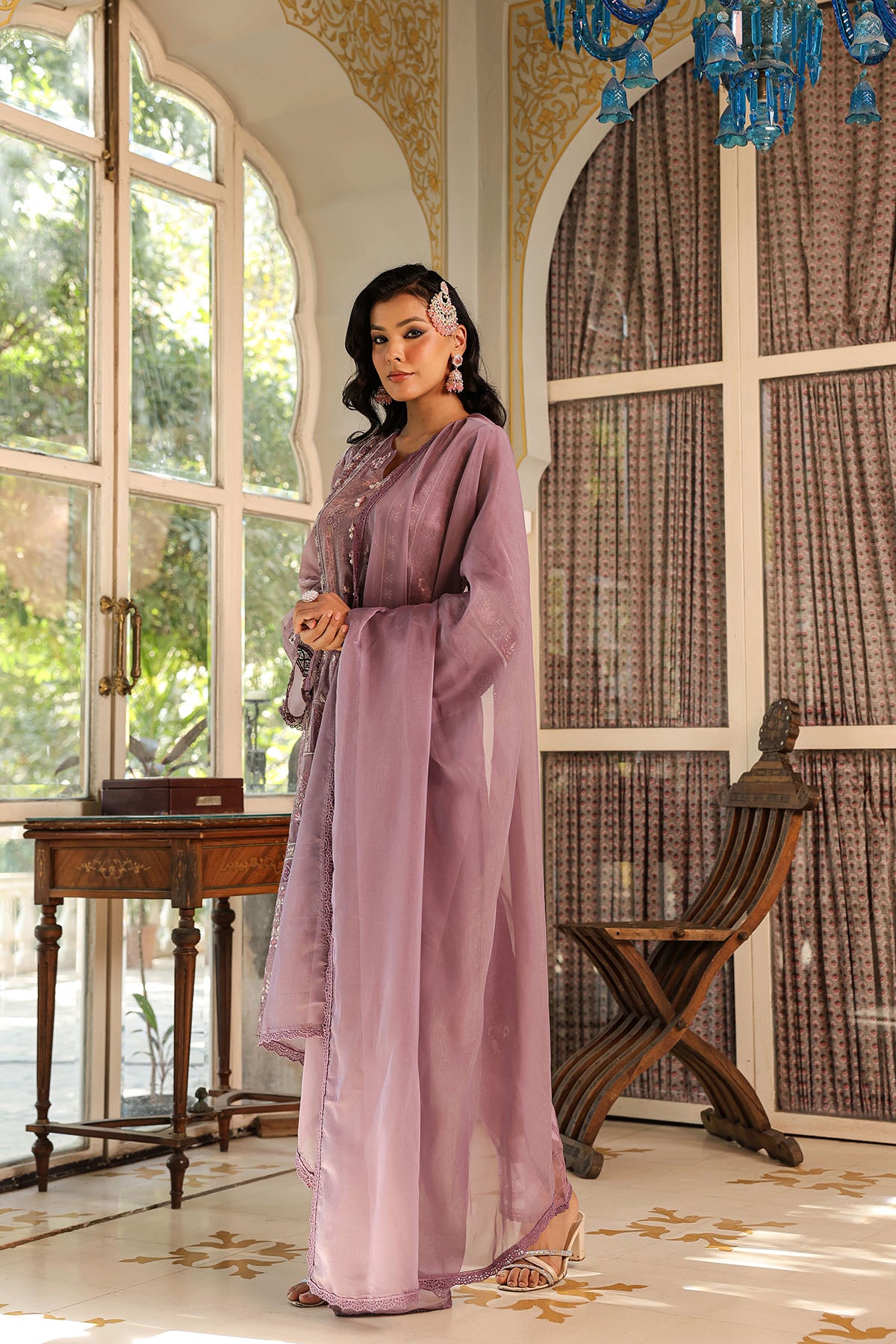 Purple Shimmer Embroidered Pakistani Suit