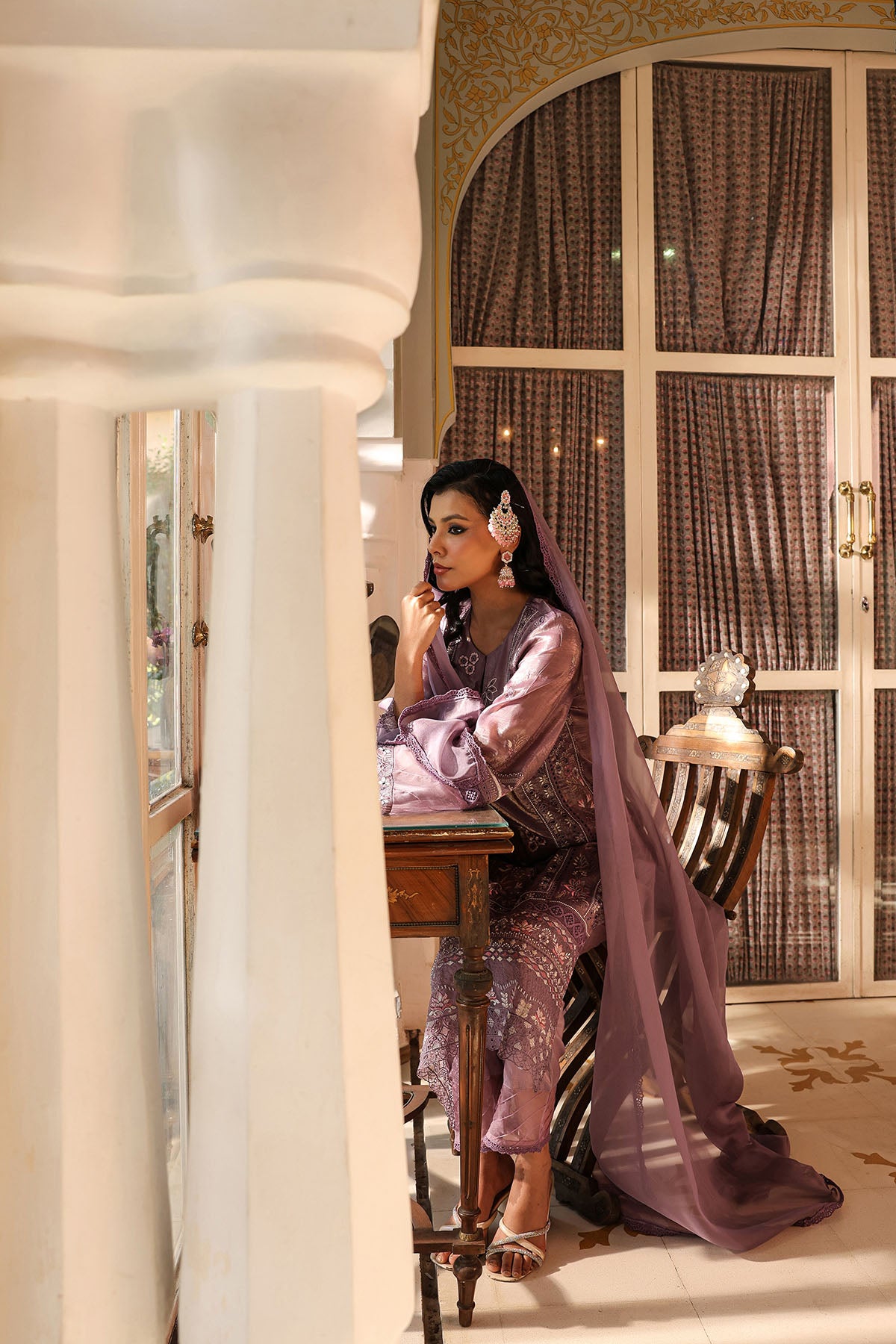 Purple Shimmer Embroidered Pakistani Suit