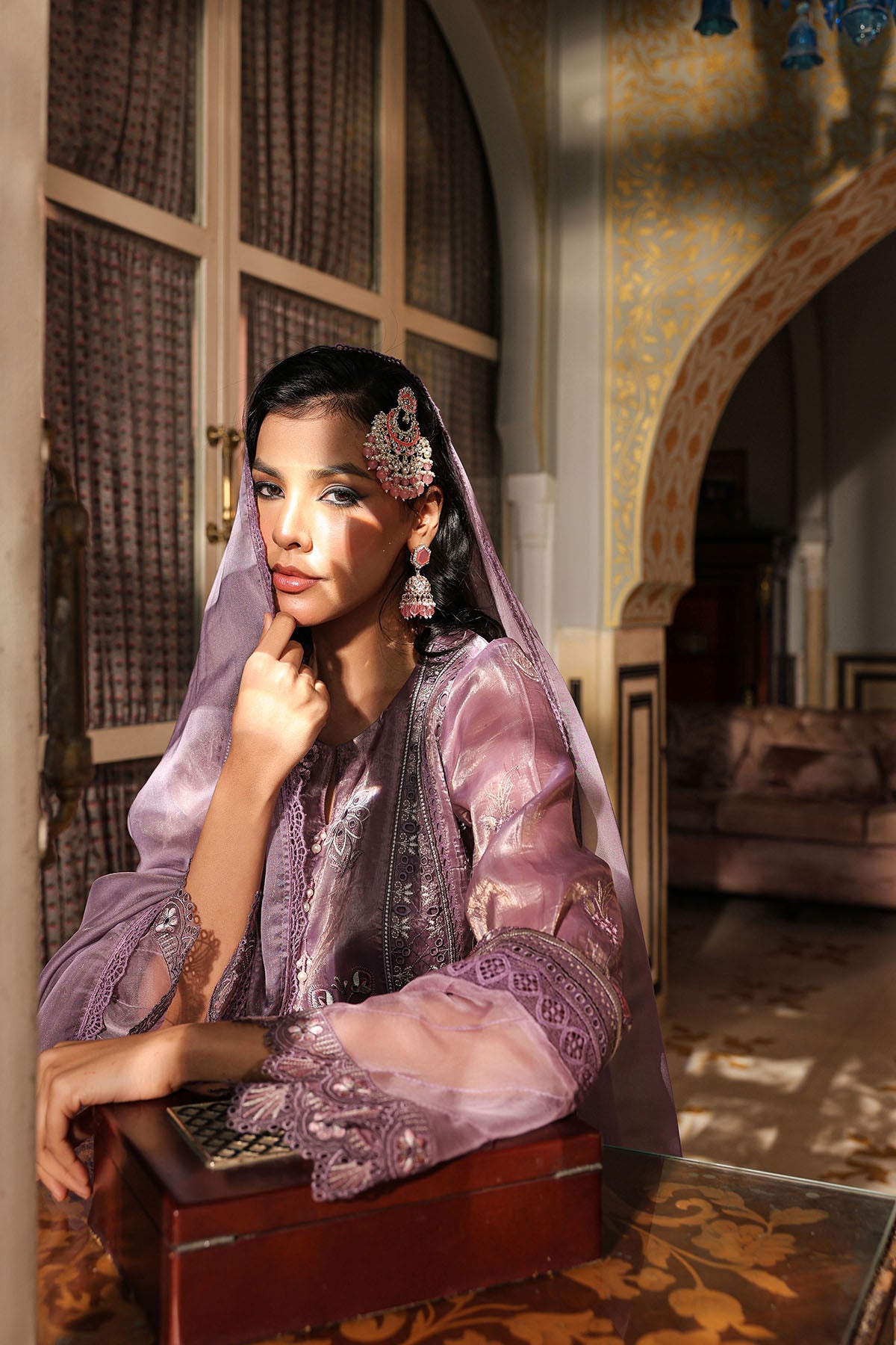 Purple Shimmer Embroidered Pakistani Suit