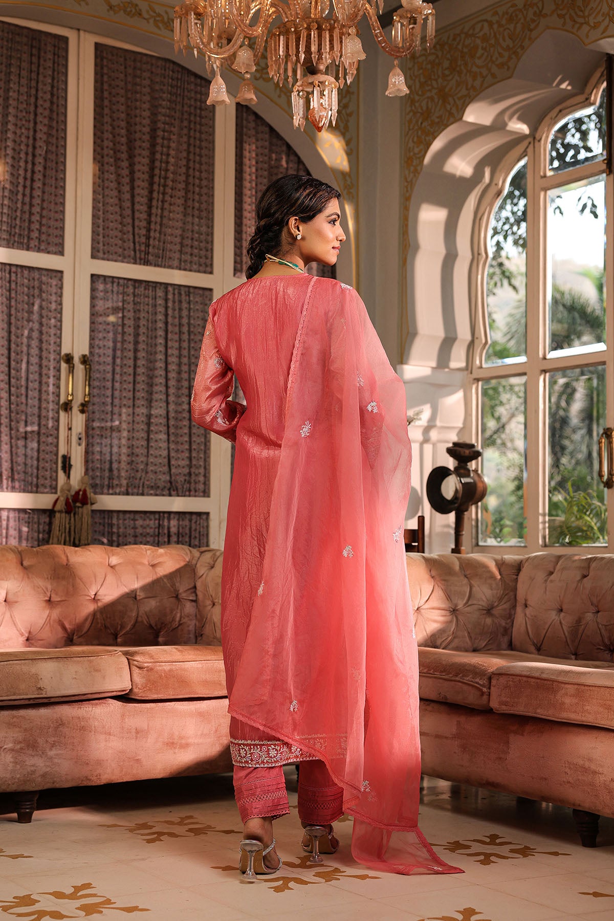 Pink Shimmer Embroidered Pakistani Suit