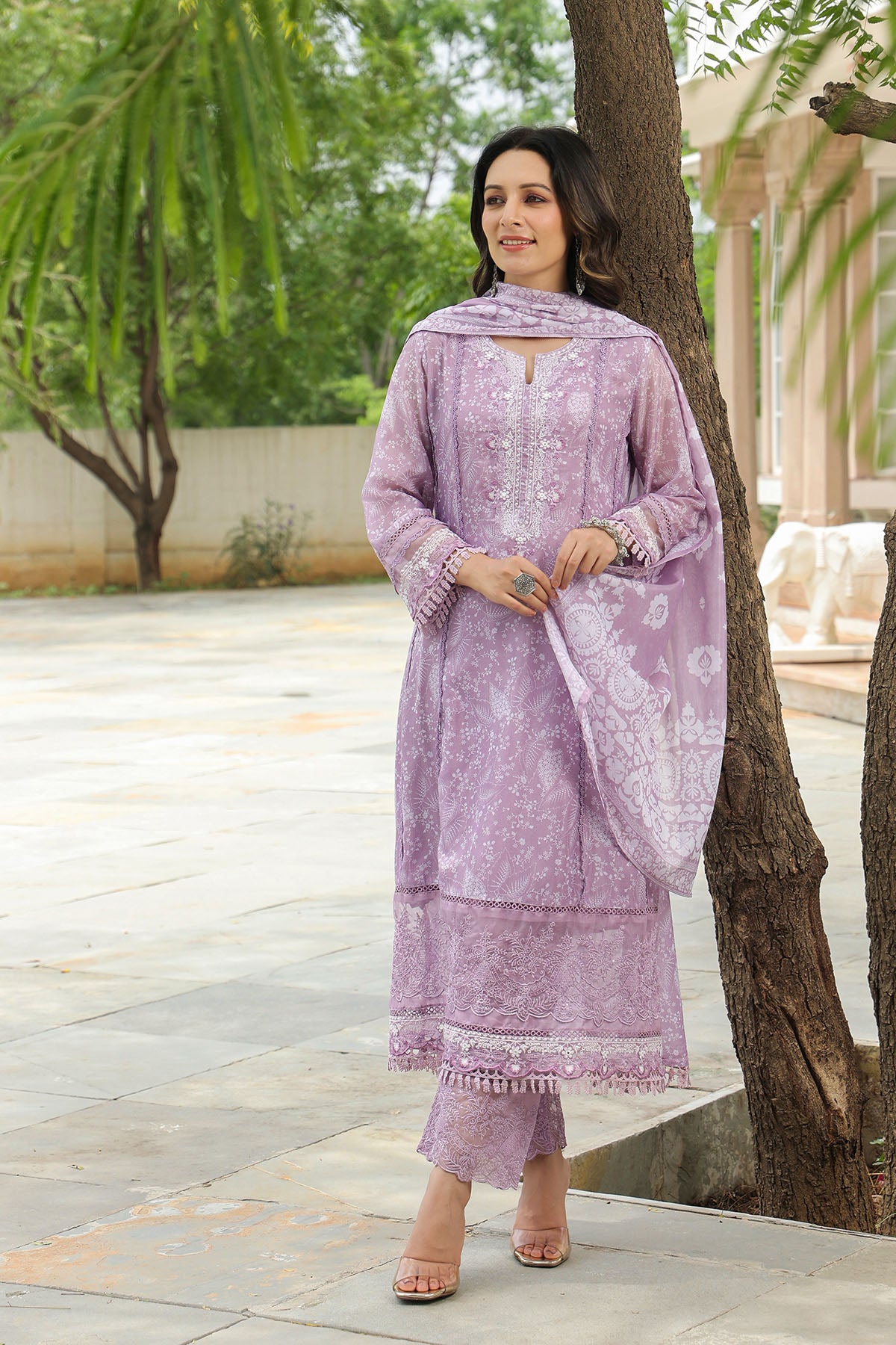 Purple Tabby Embroidered Anarkali Suit