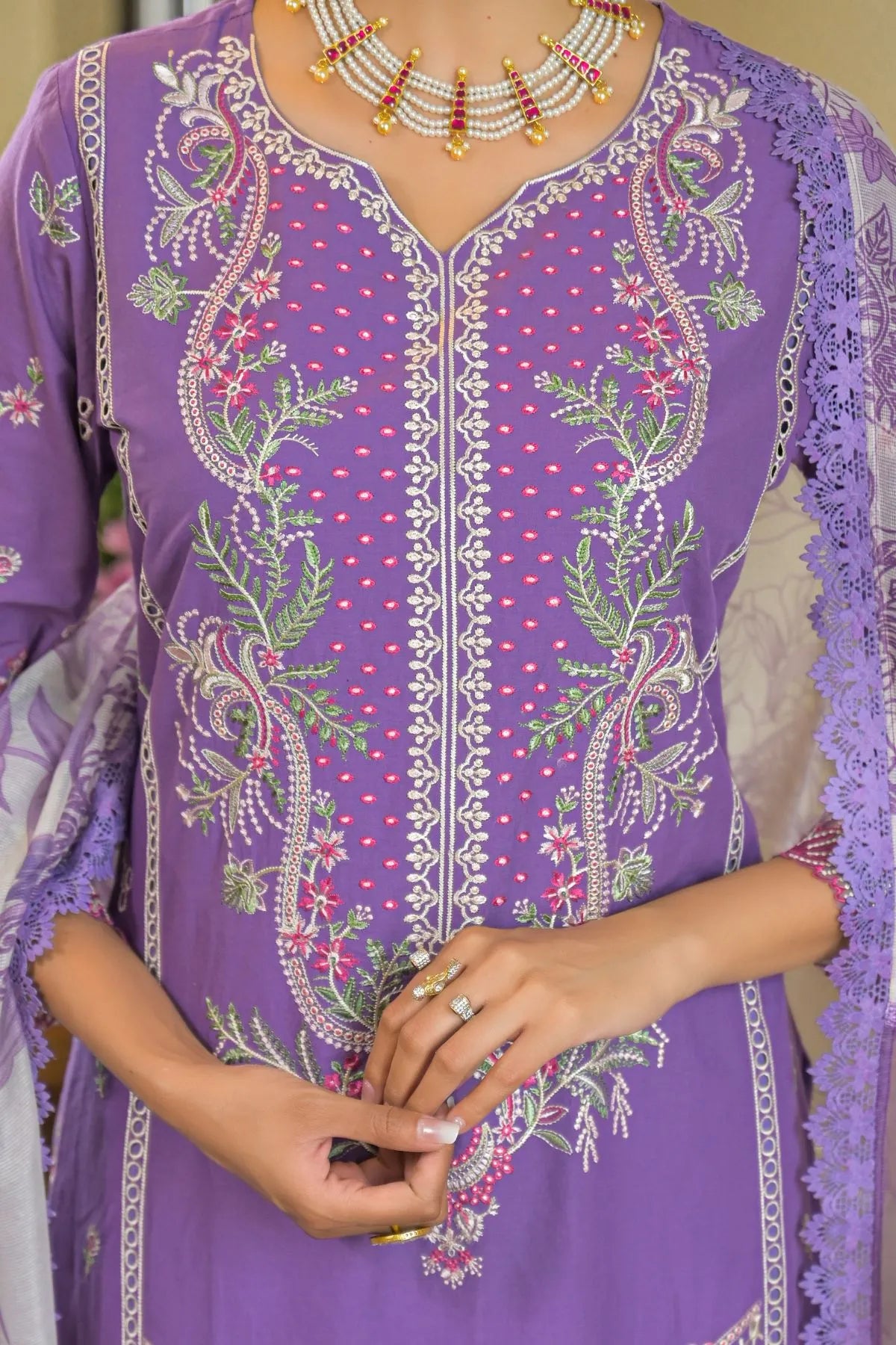 Purple Cotton Solid Straight Kurta Set | Bairaas