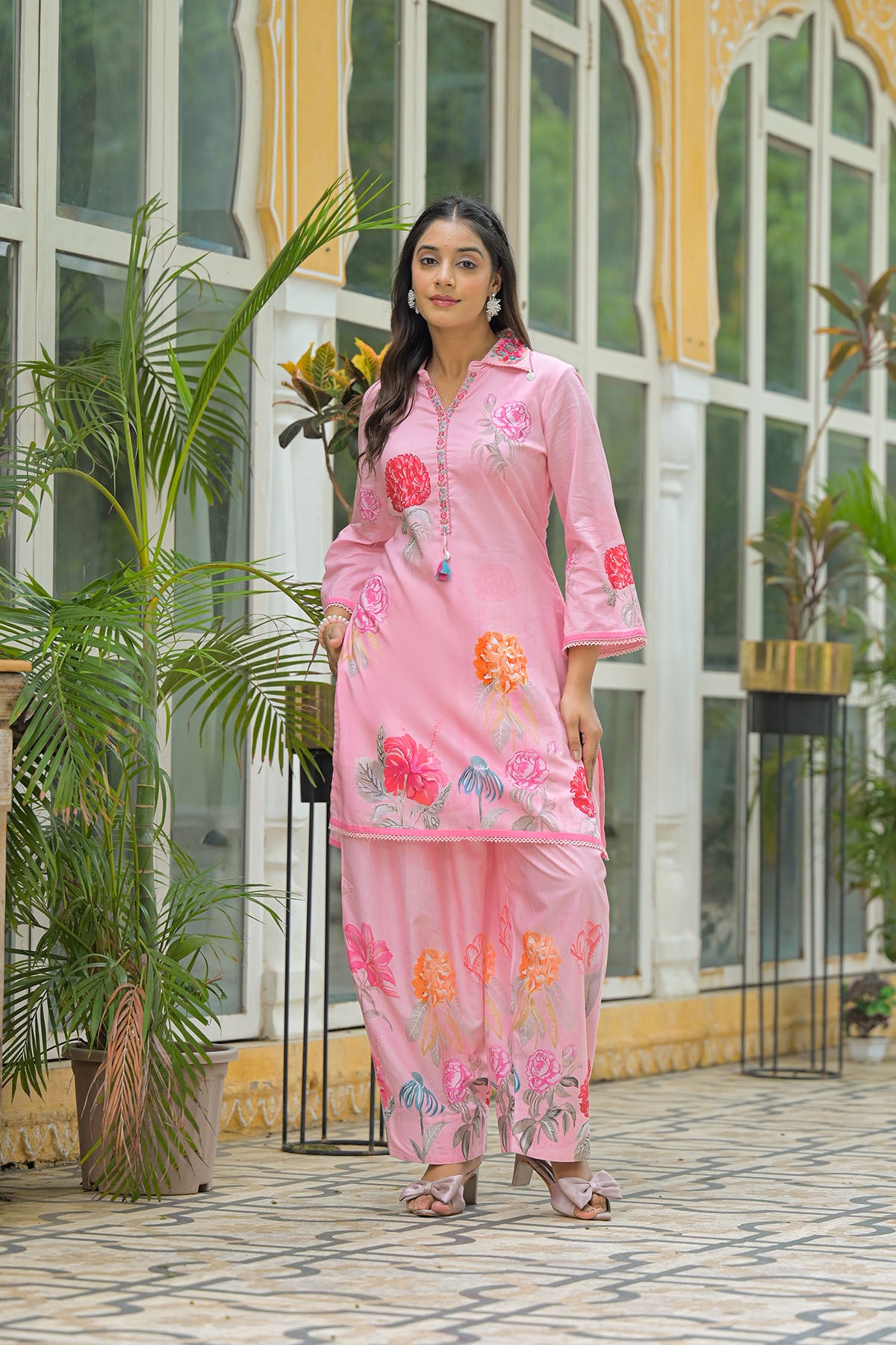 Pink Cotton Printed Co-Ord Set