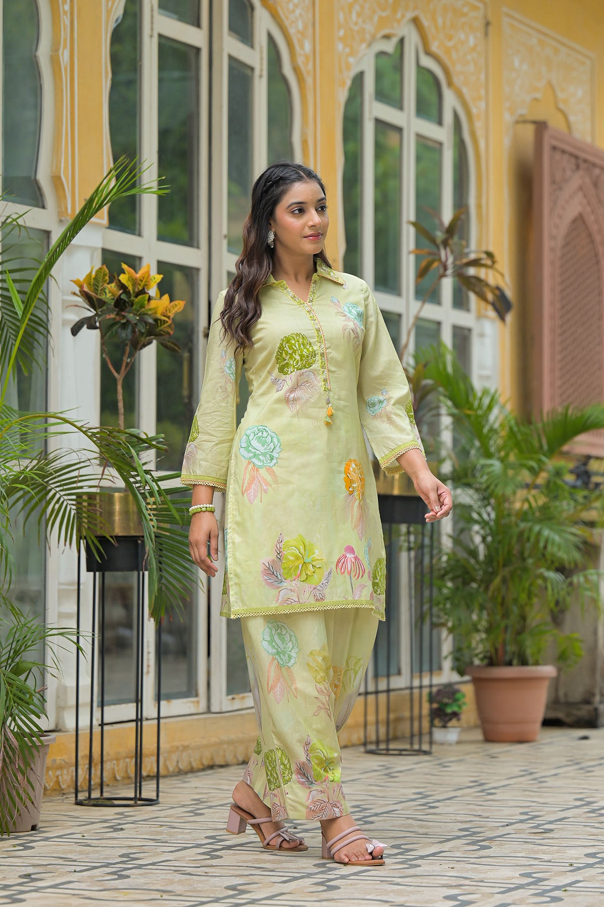 Green Cotton Printed Co-Ord Set