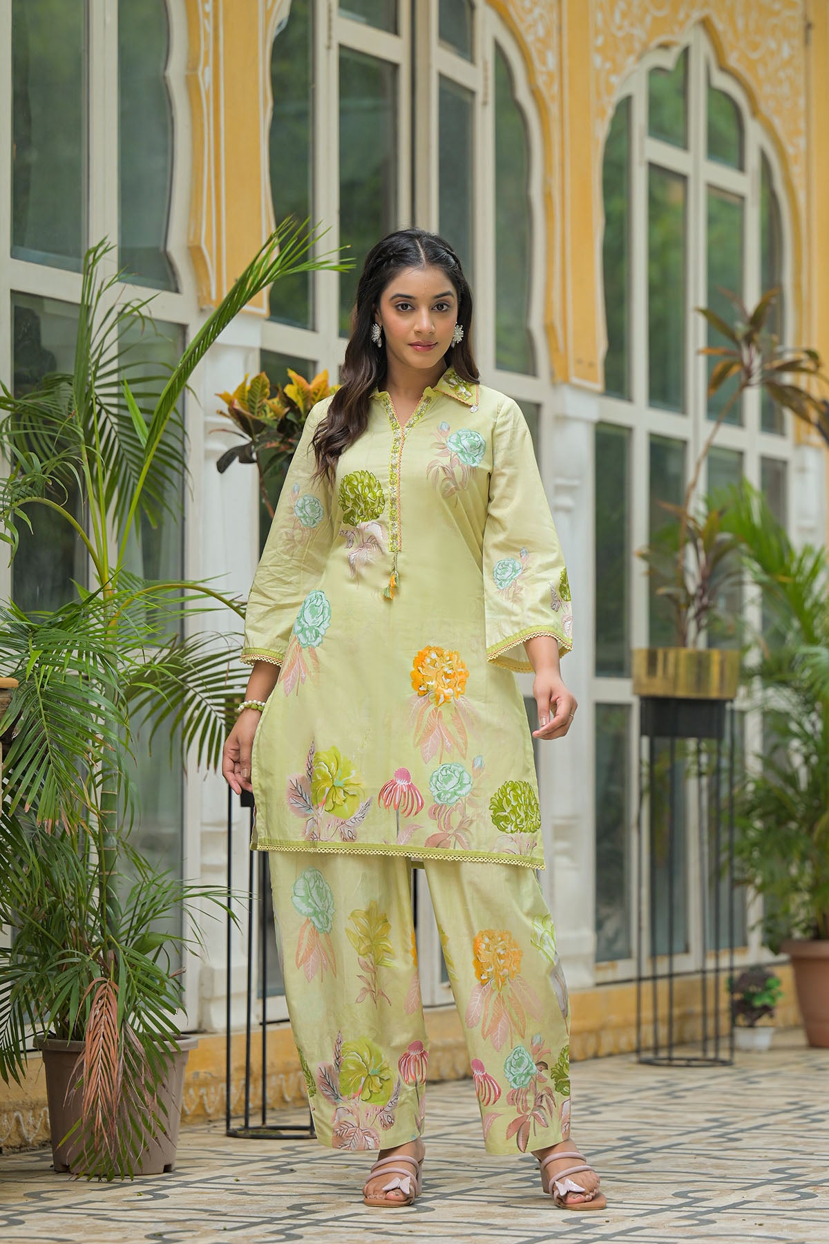 Green Cotton Printed Co-Ord Set