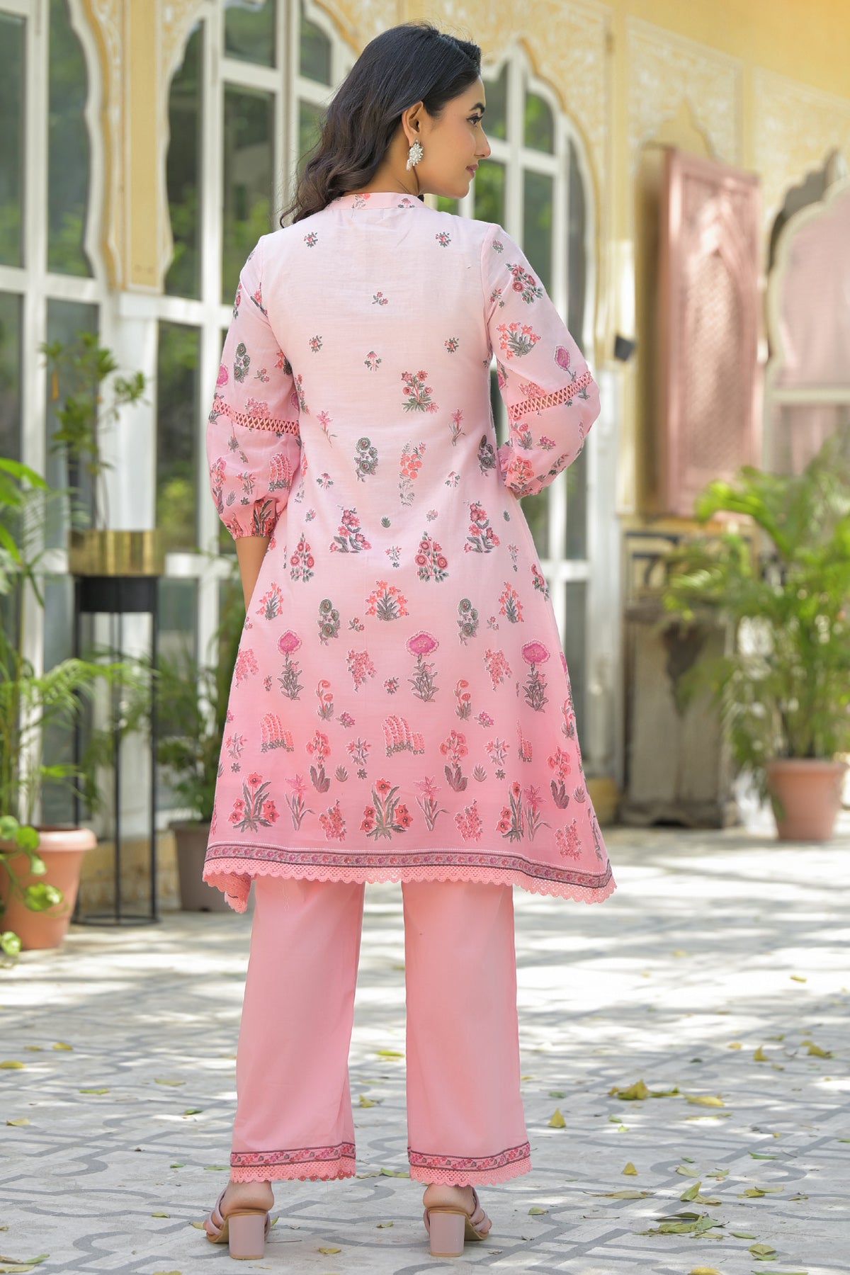 Pink Mul Mul Printed Cord Set