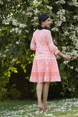 Peach Cotton Lace Midi Dress