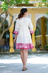 Schiffli Short Pink Embroidered Dress