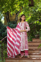 Pink Embroidered Cotton Suit Set