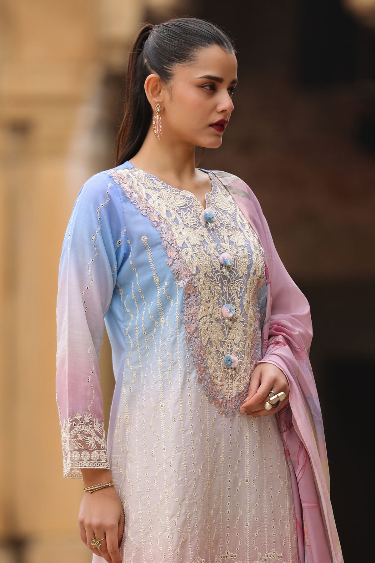 PINK COTTON STRAIGHT KURTA WITH PANT AND DUPATTA