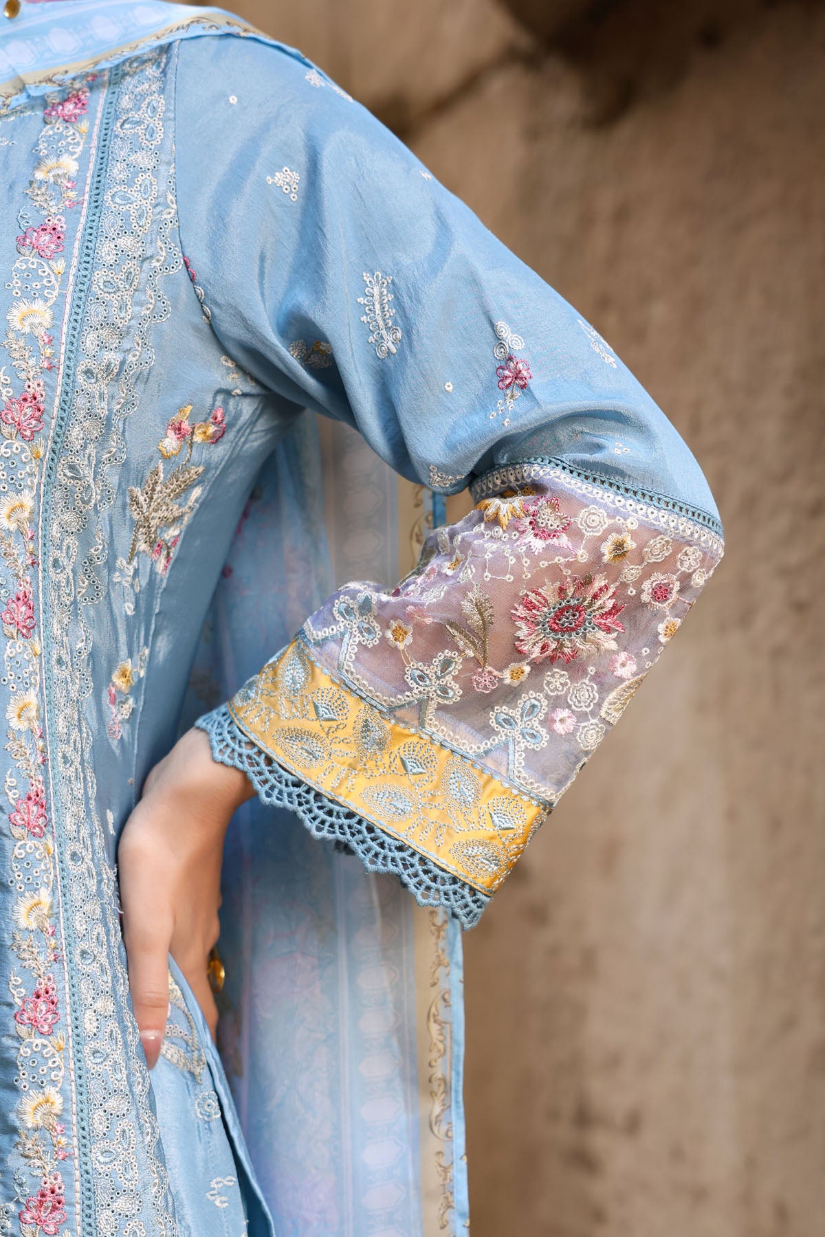 BLUE CREPE STRAIGHT KURTA WITH PANT AND DUPATTA